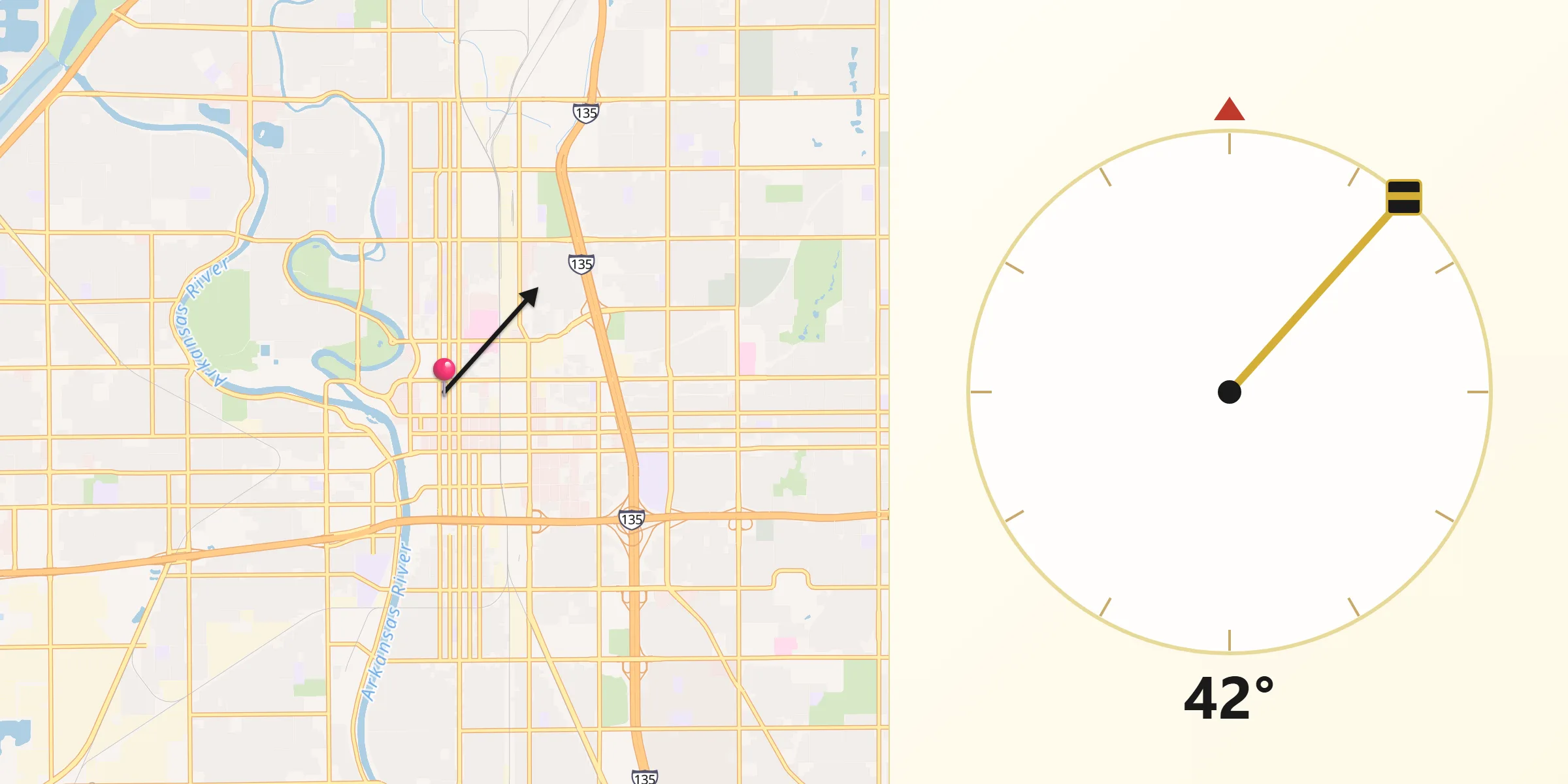 Direzione della Qibla da Wichita