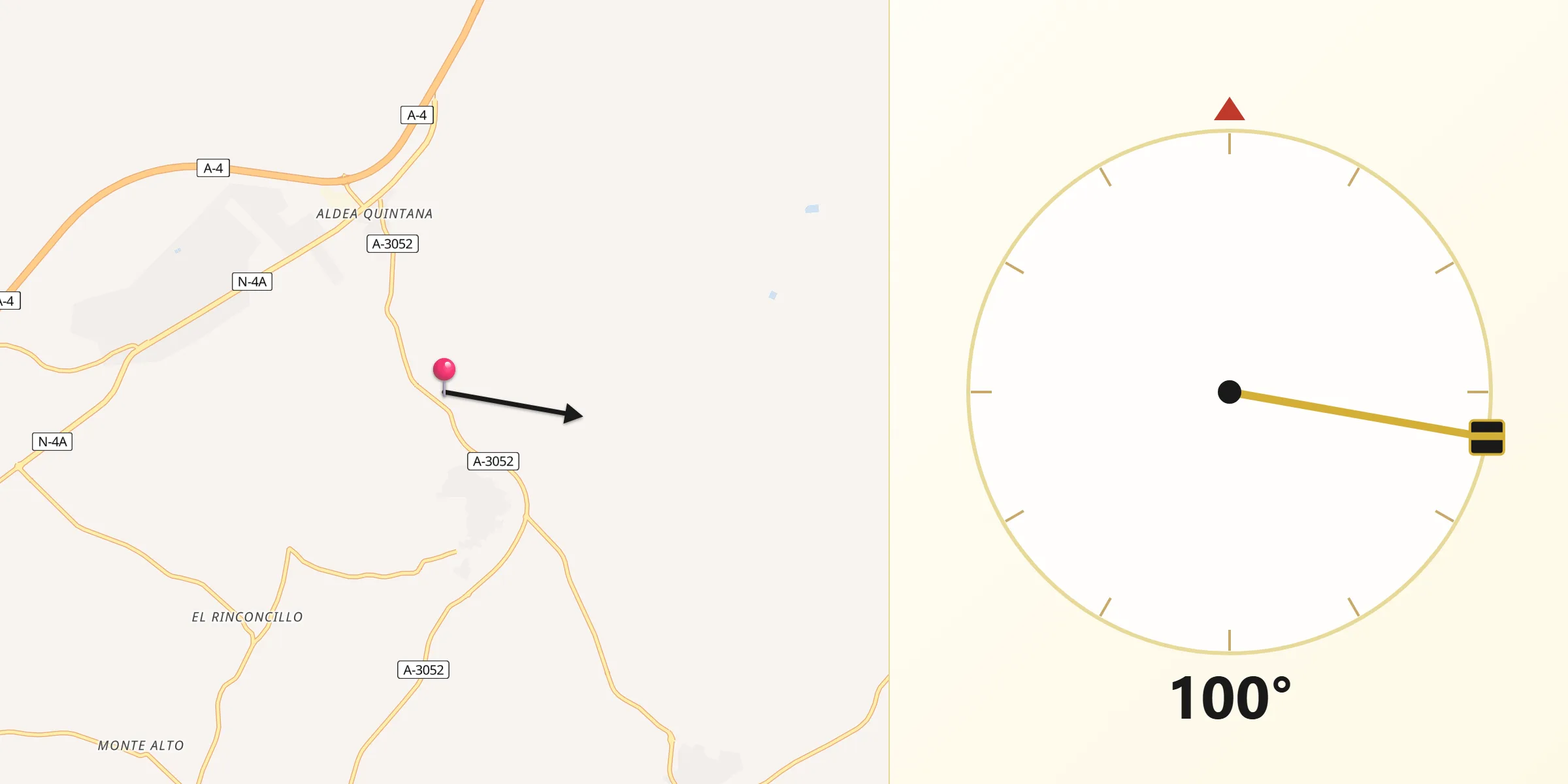 Dirección de la Qibla desde La Victoria