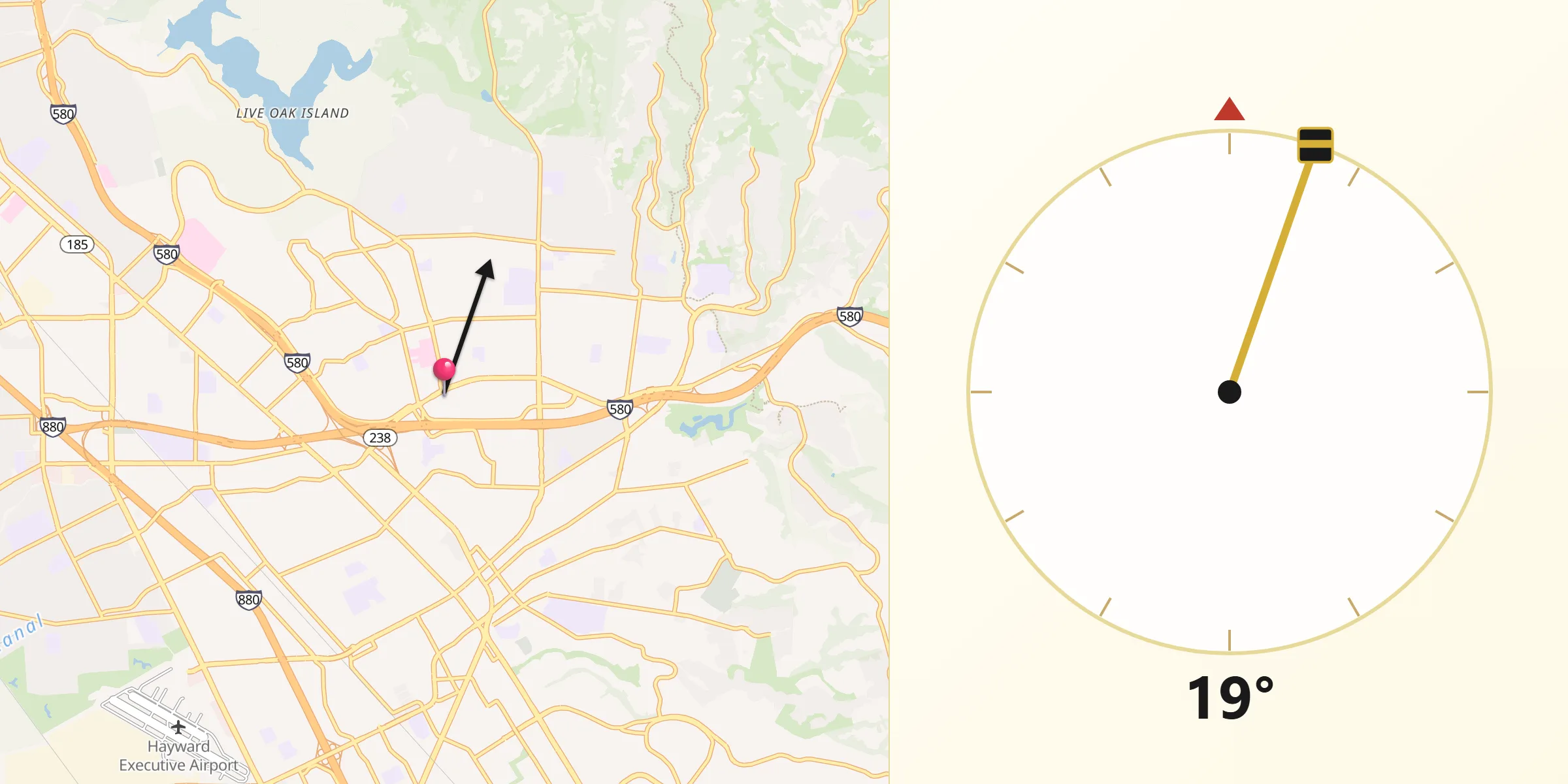 Qibla Direction from Castro Valley
