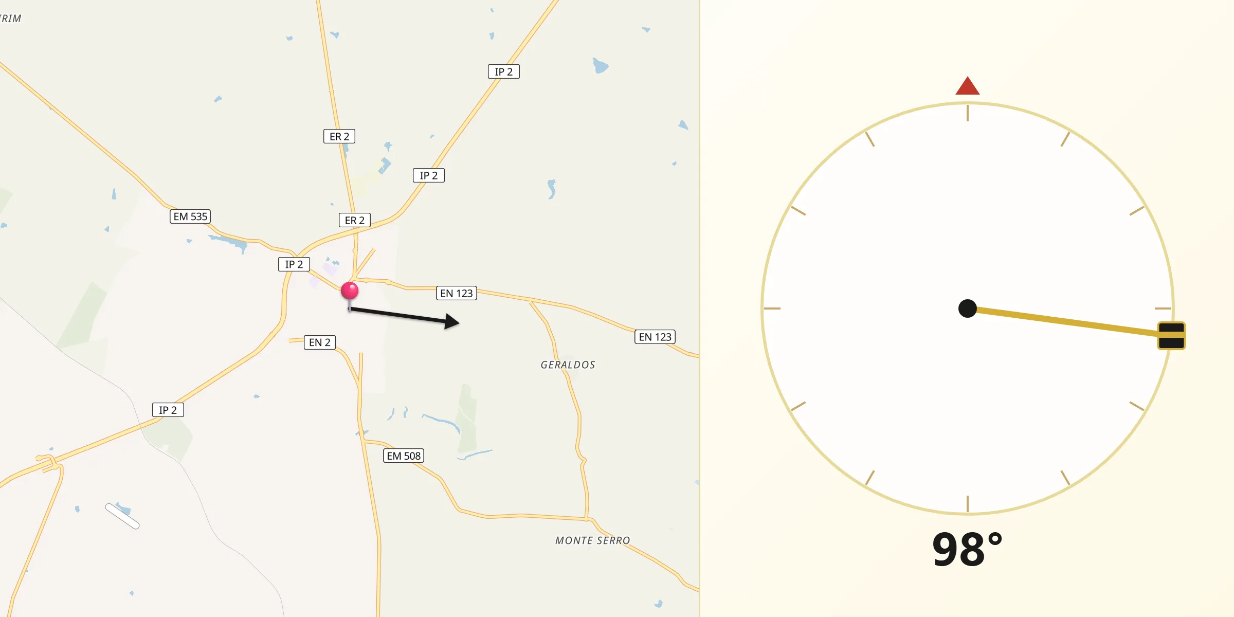 Direção da Qibla a partir de Castro Verde