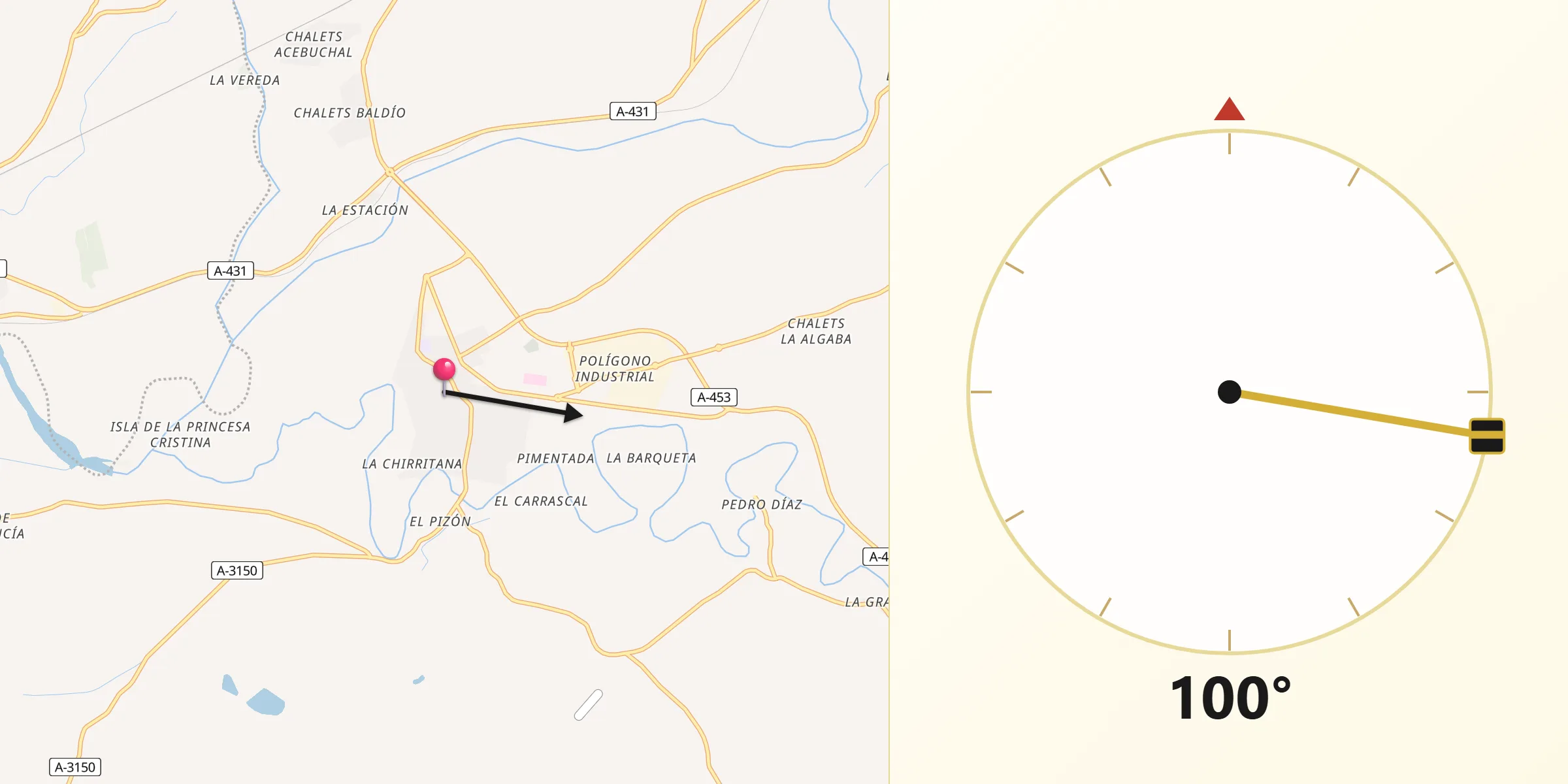 Dirección de la Qibla desde Palma del Río
