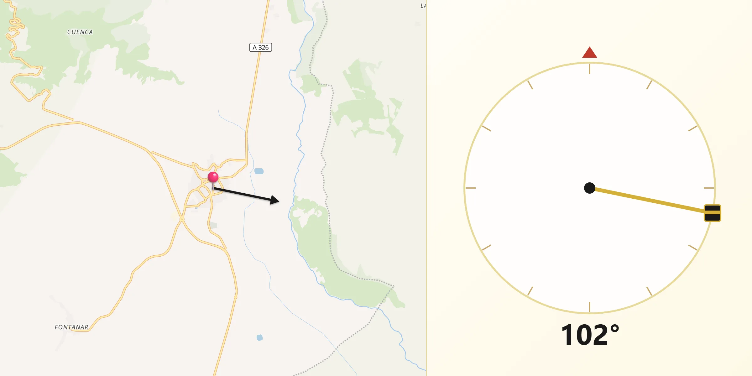 Dirección de la Qibla desde Pozo Alcón
