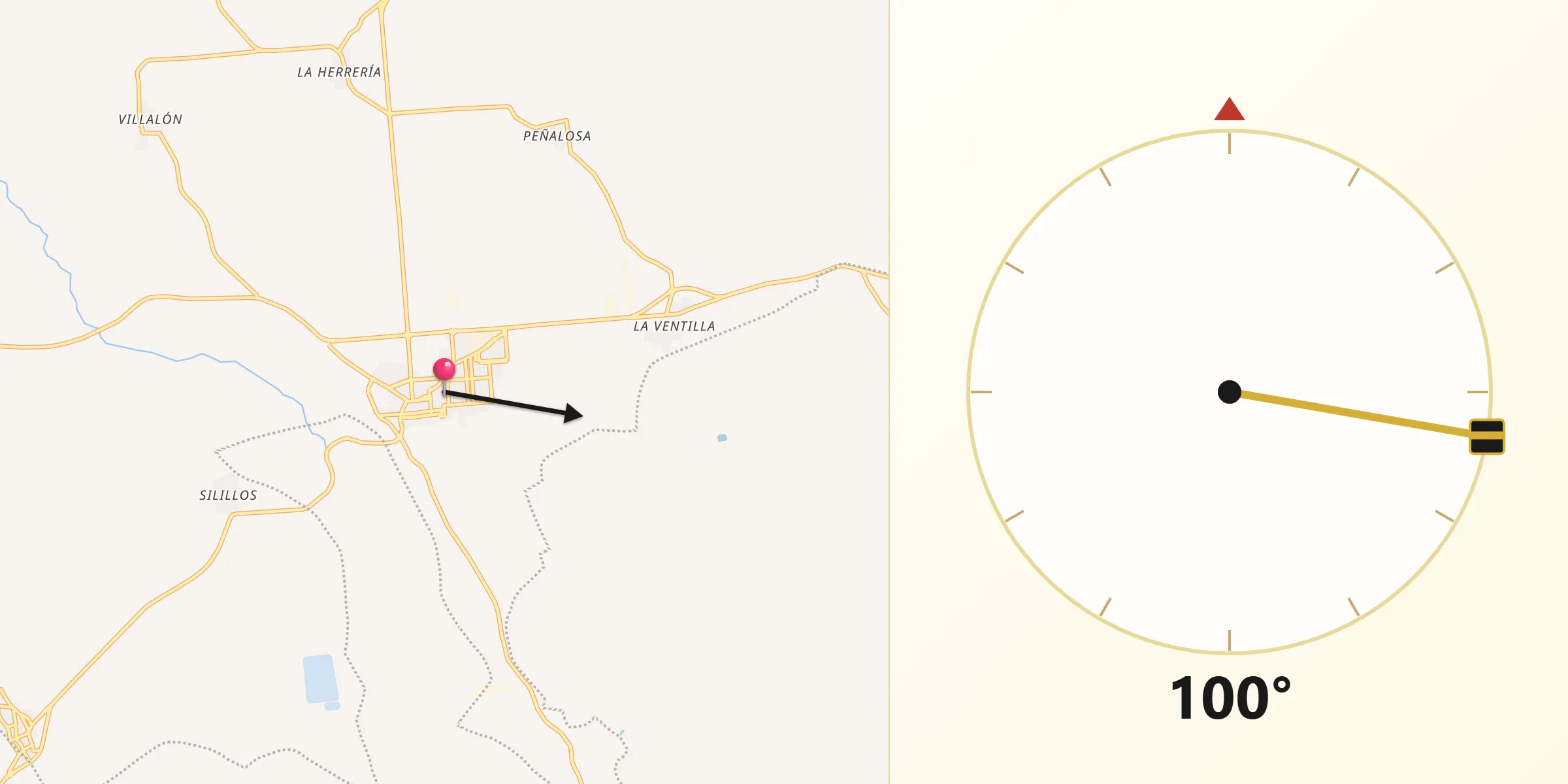 Dirección de la Qibla desde Fuente Palmera