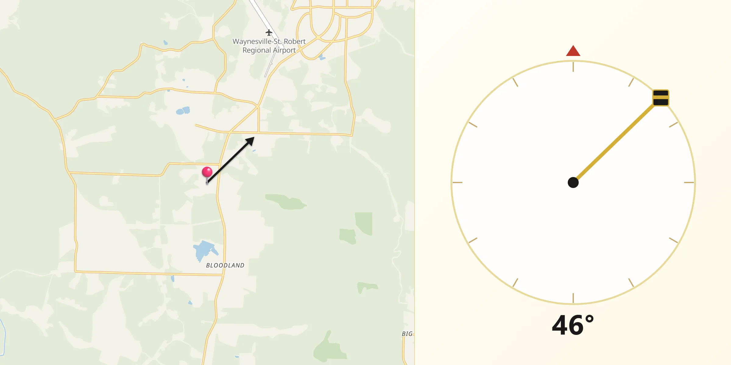 Qibla Direction from Fort Leonard Wood