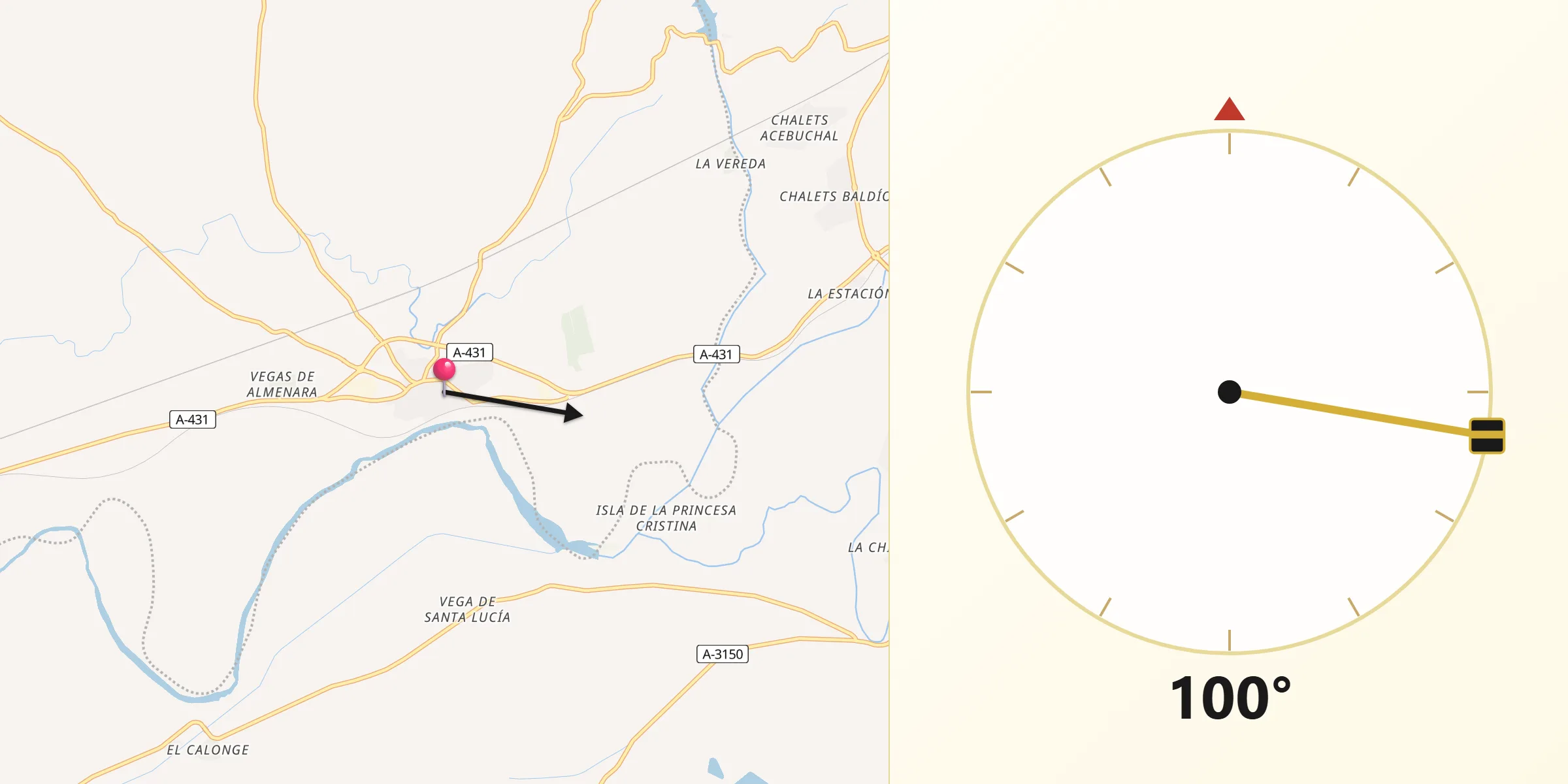 Dirección de la Qibla desde Peñaflor