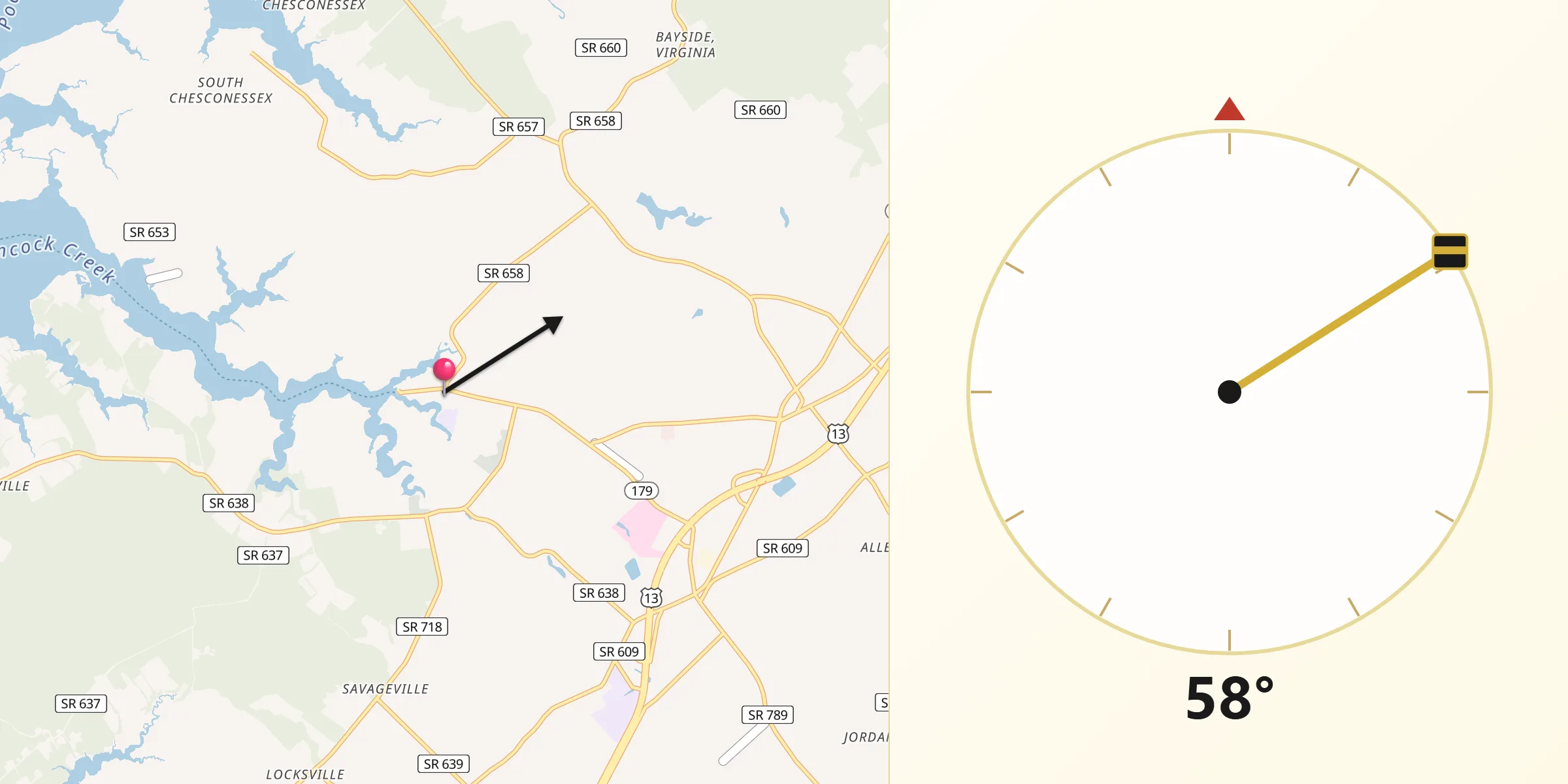 Qibla Direction from Onancock