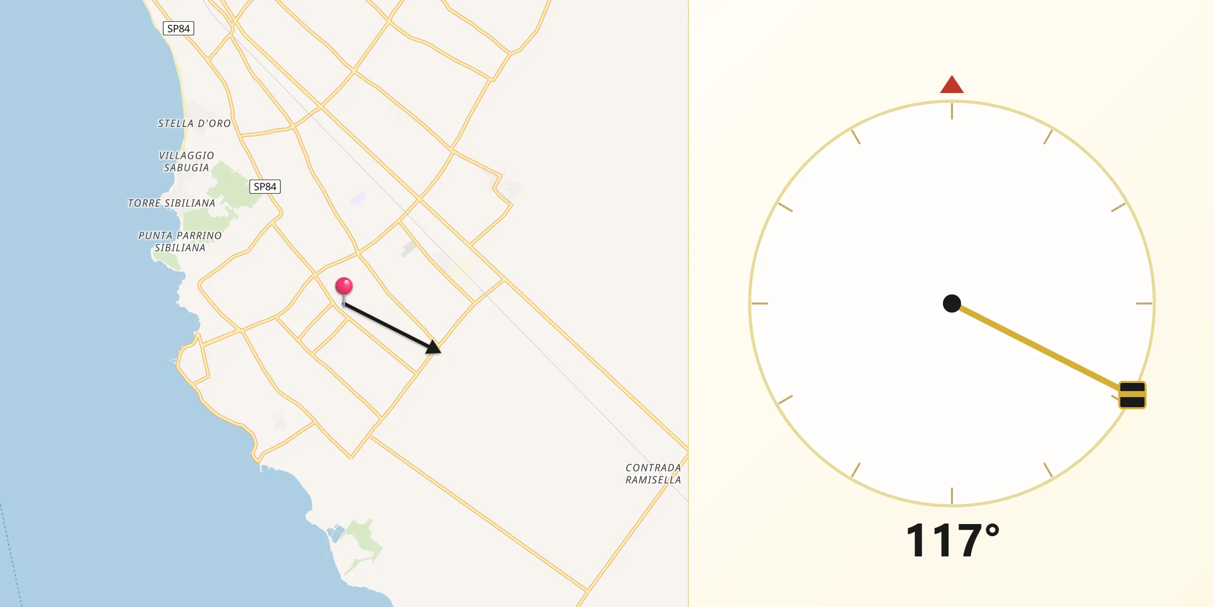 Direzione della Qibla da Petrosino