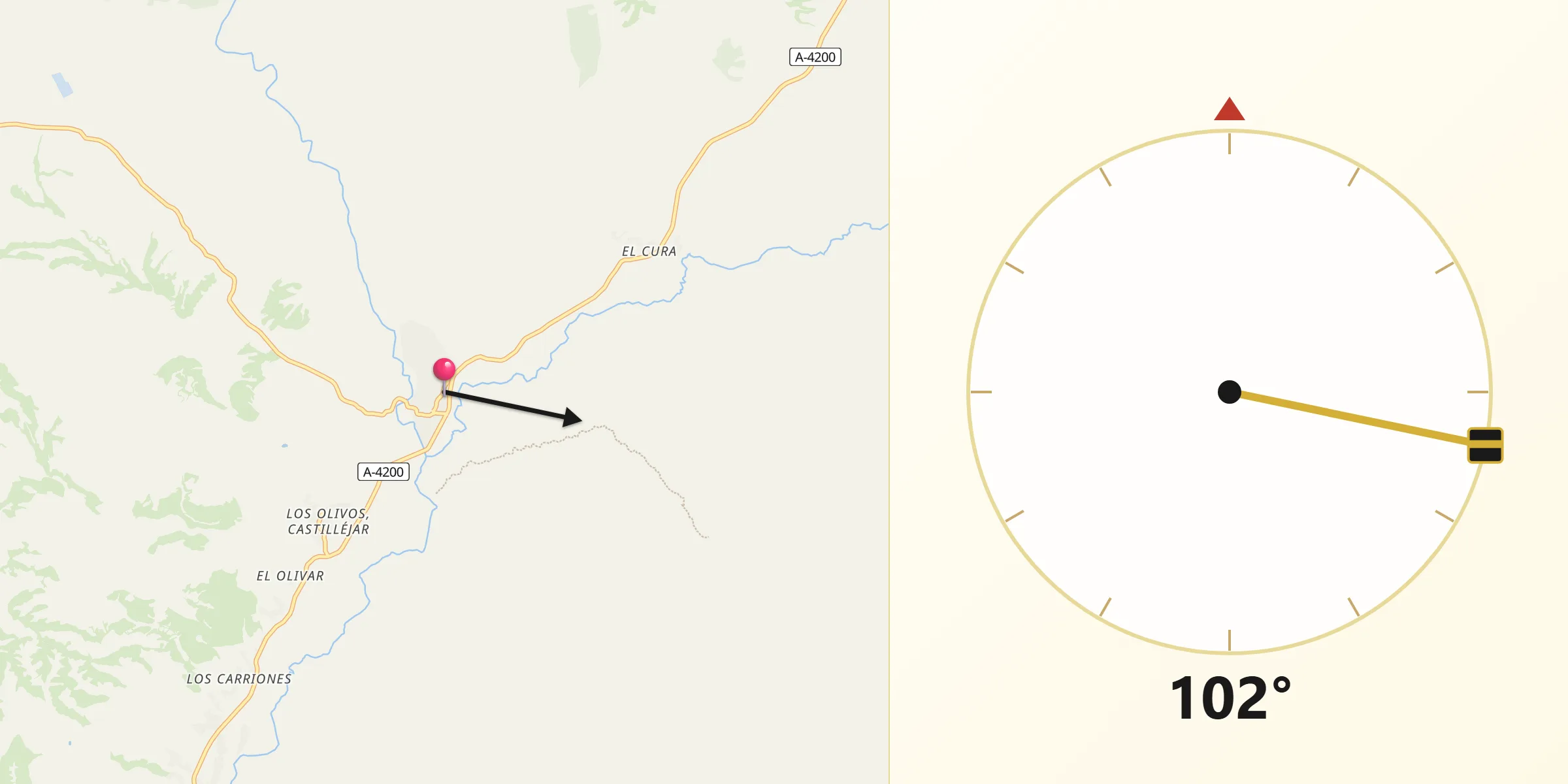 Dirección de la Qibla desde Castilléjar