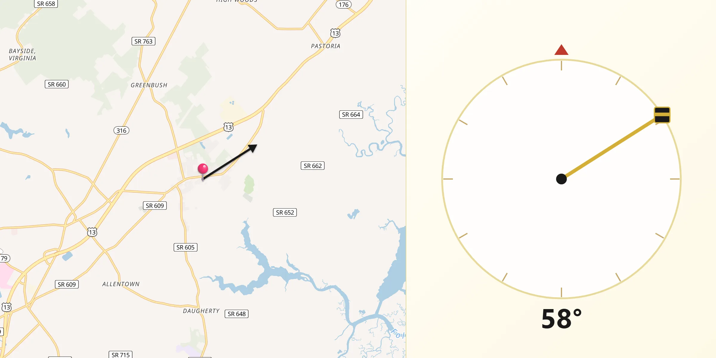 Qibla Direction from Accomac