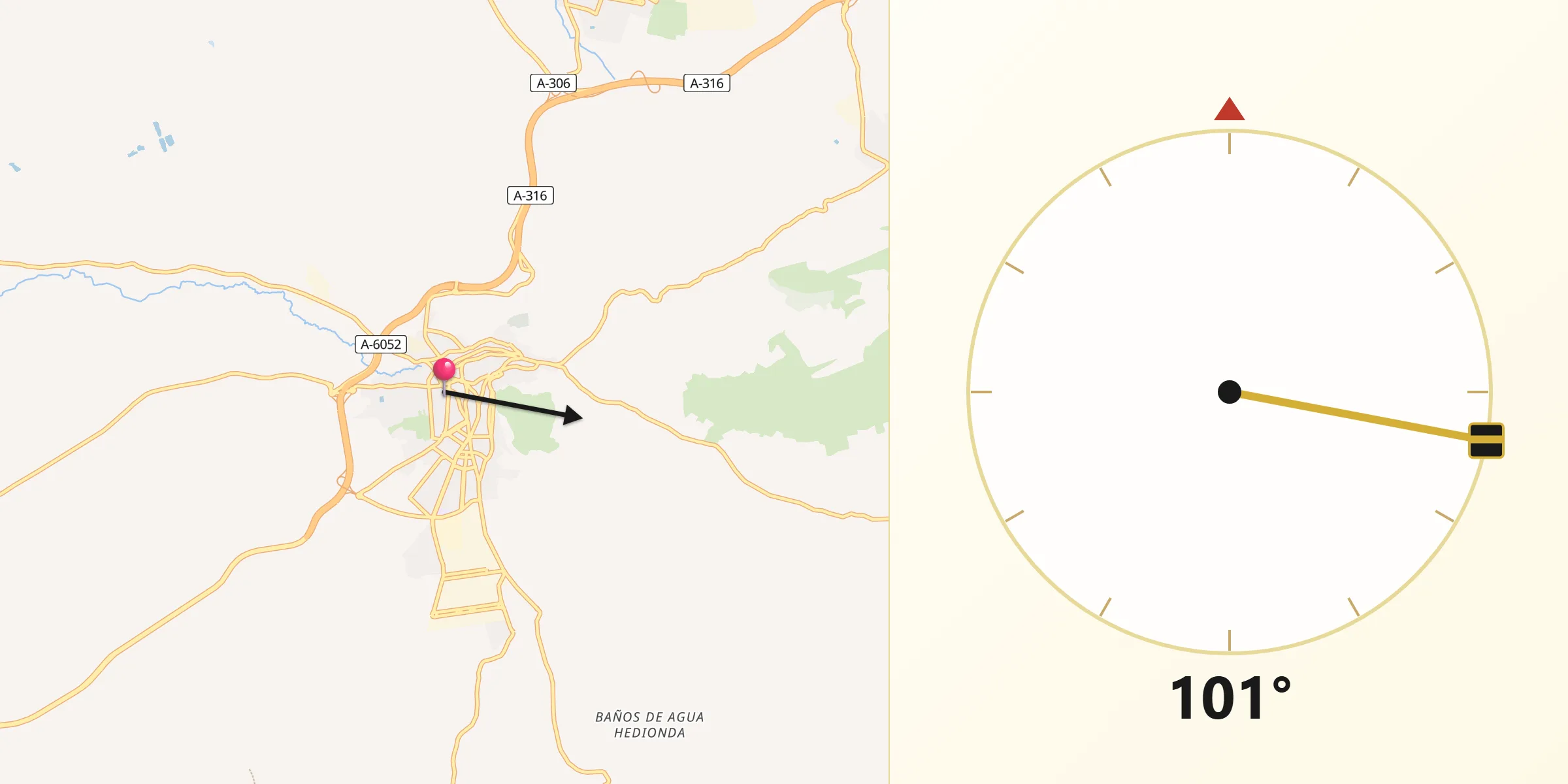 Dirección de la Qibla desde Martos