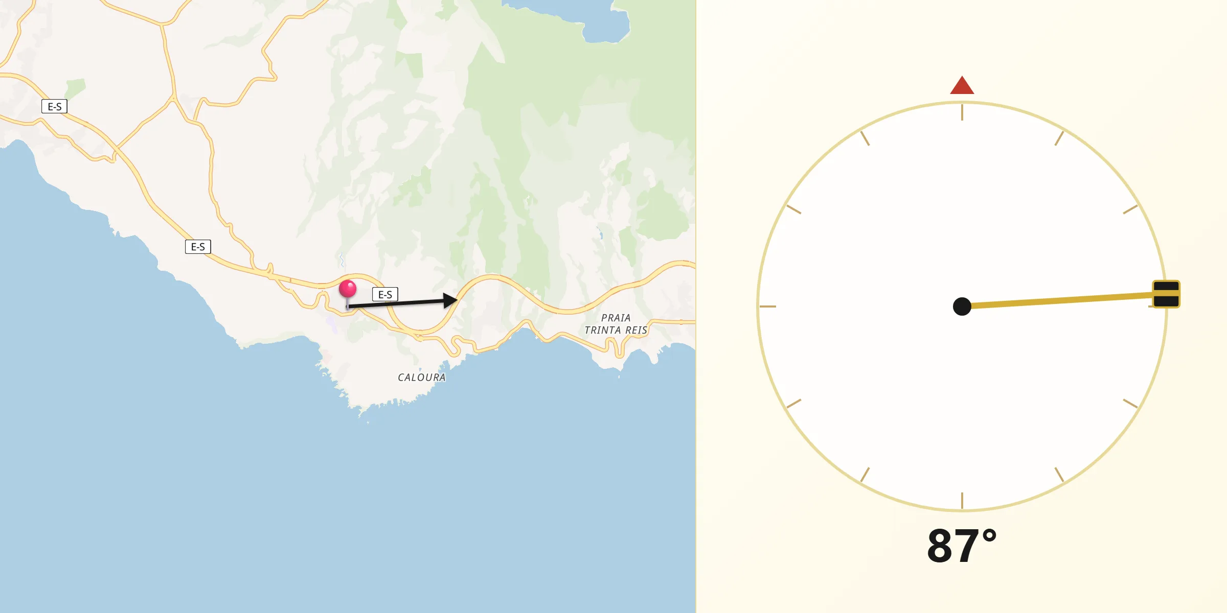 Direção da Qibla a partir de Água de Pau