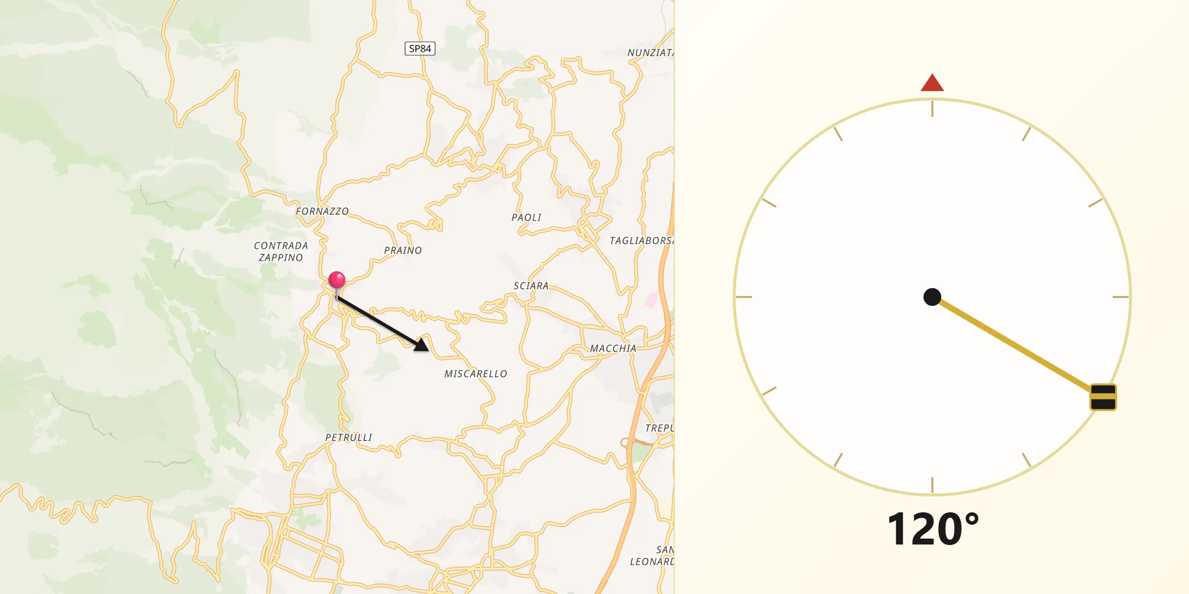Direzione della Qibla da Milo