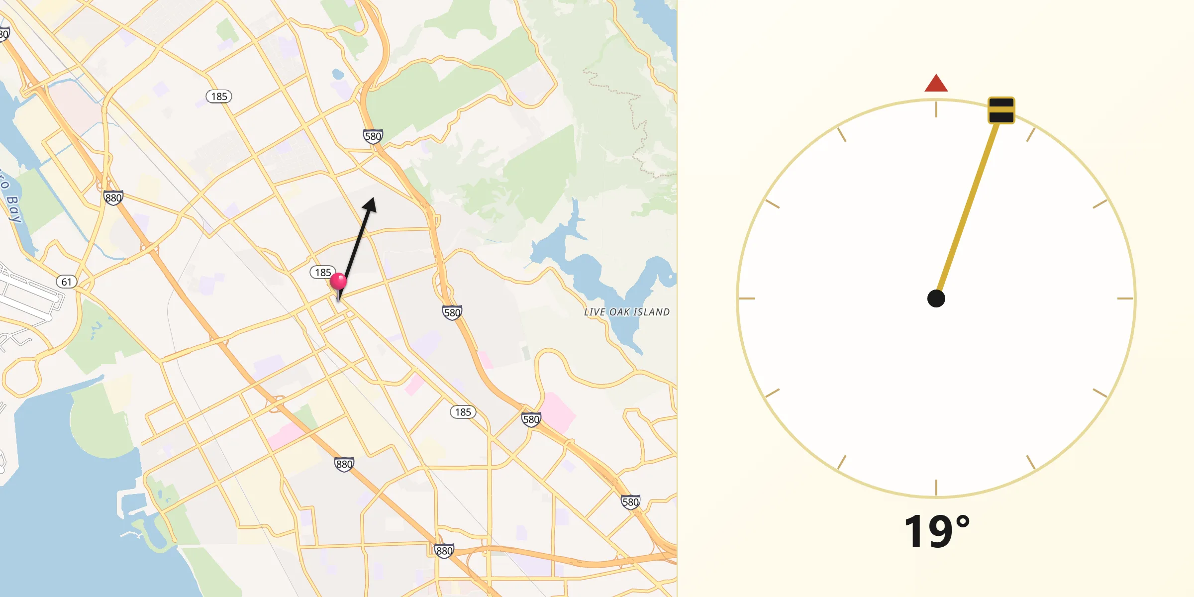 Qibla Direction from San Leandro