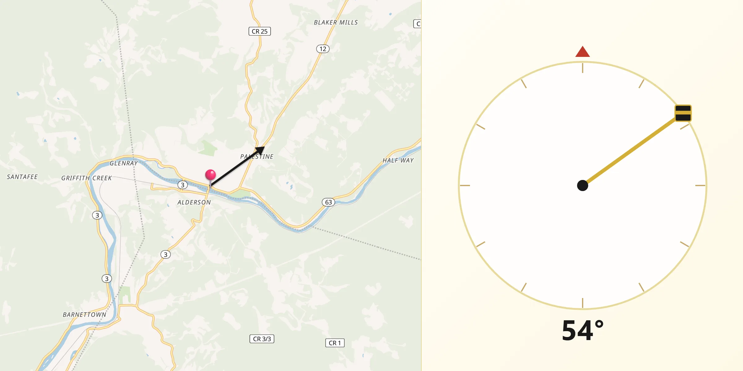 Qibla Direction from Alderson