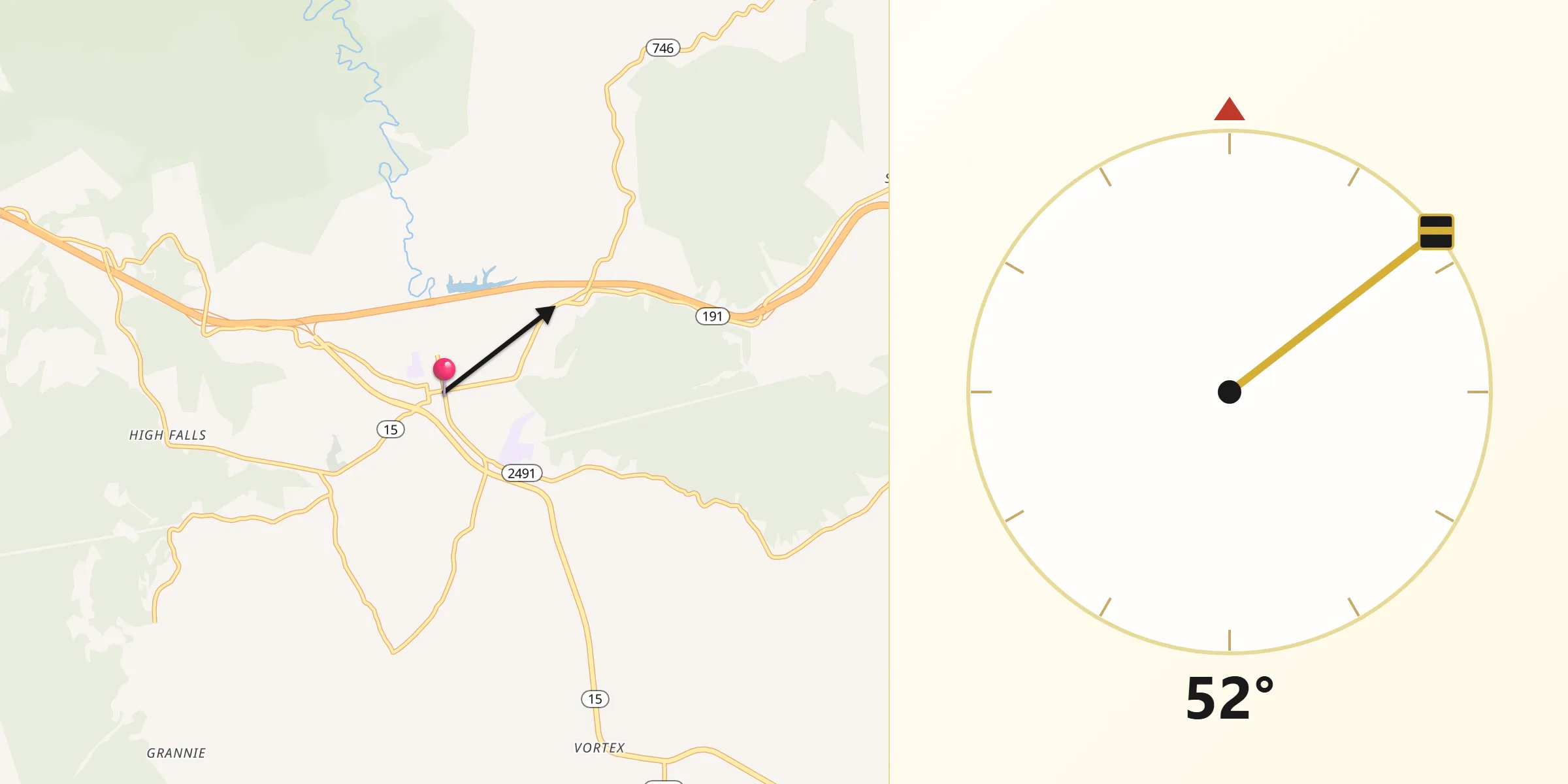 Qibla Direction from Campton