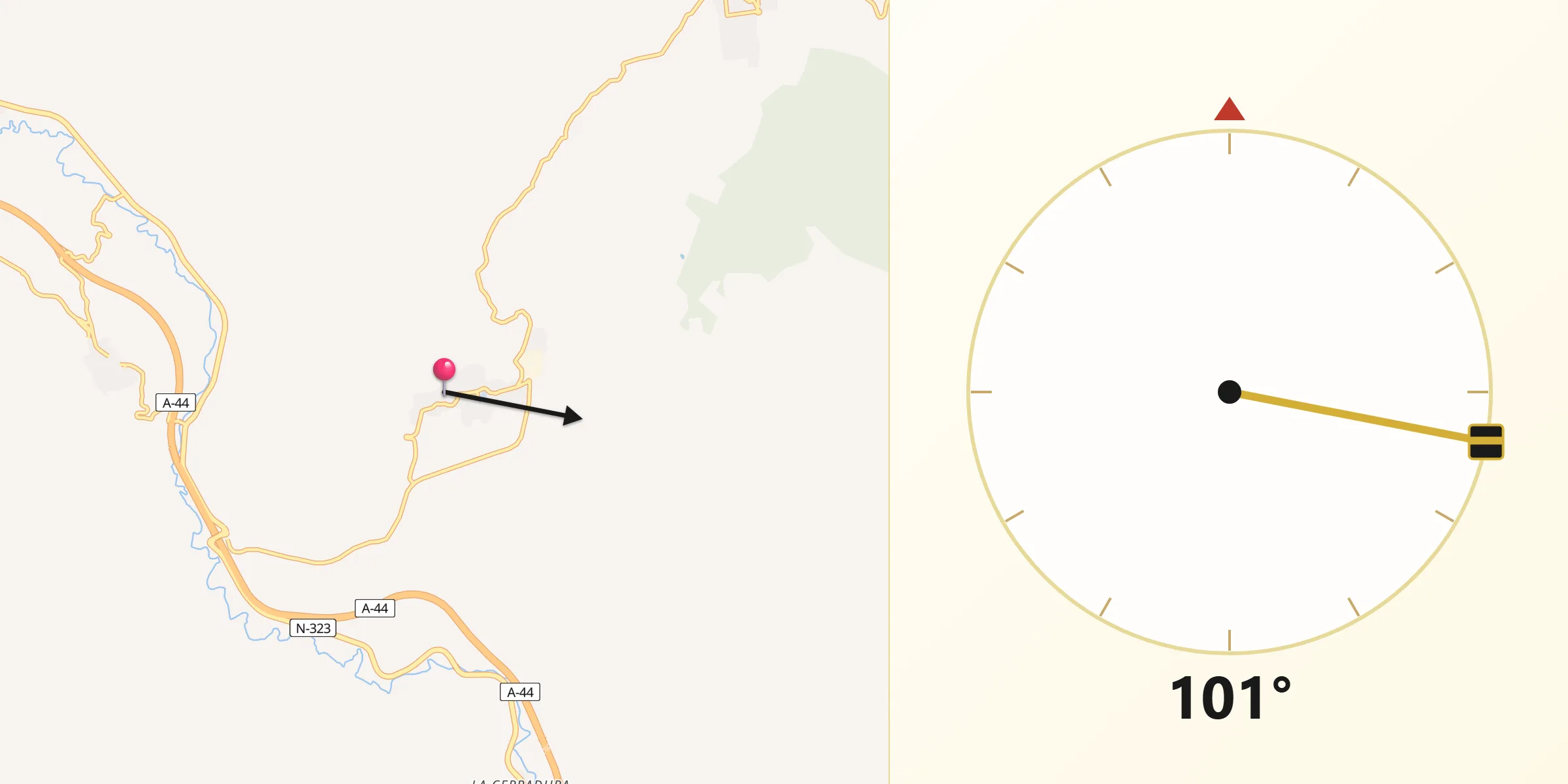 Dirección de la Qibla desde Pegalajar