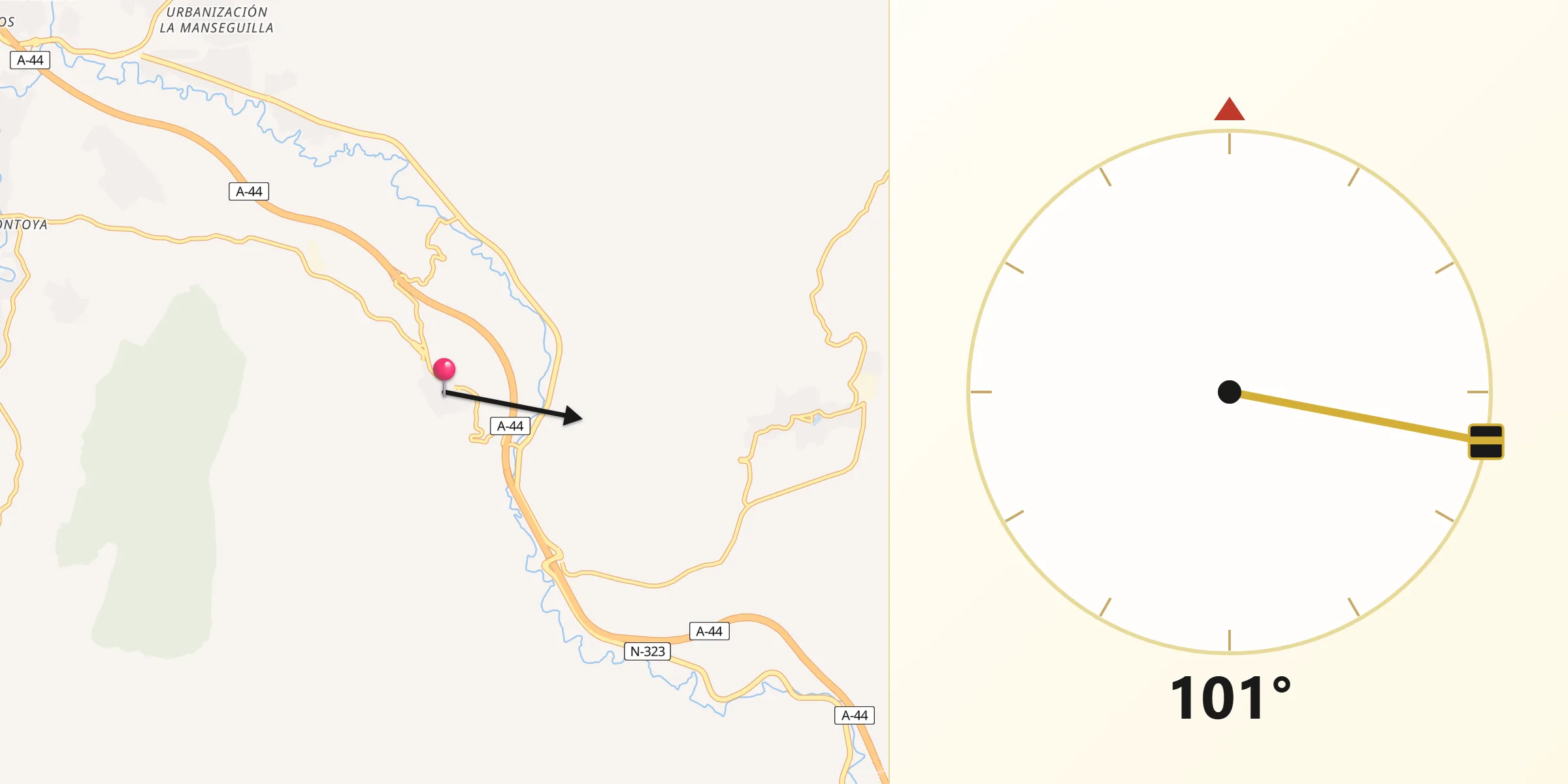 Dirección de la Qibla desde La Guardia de Jaén