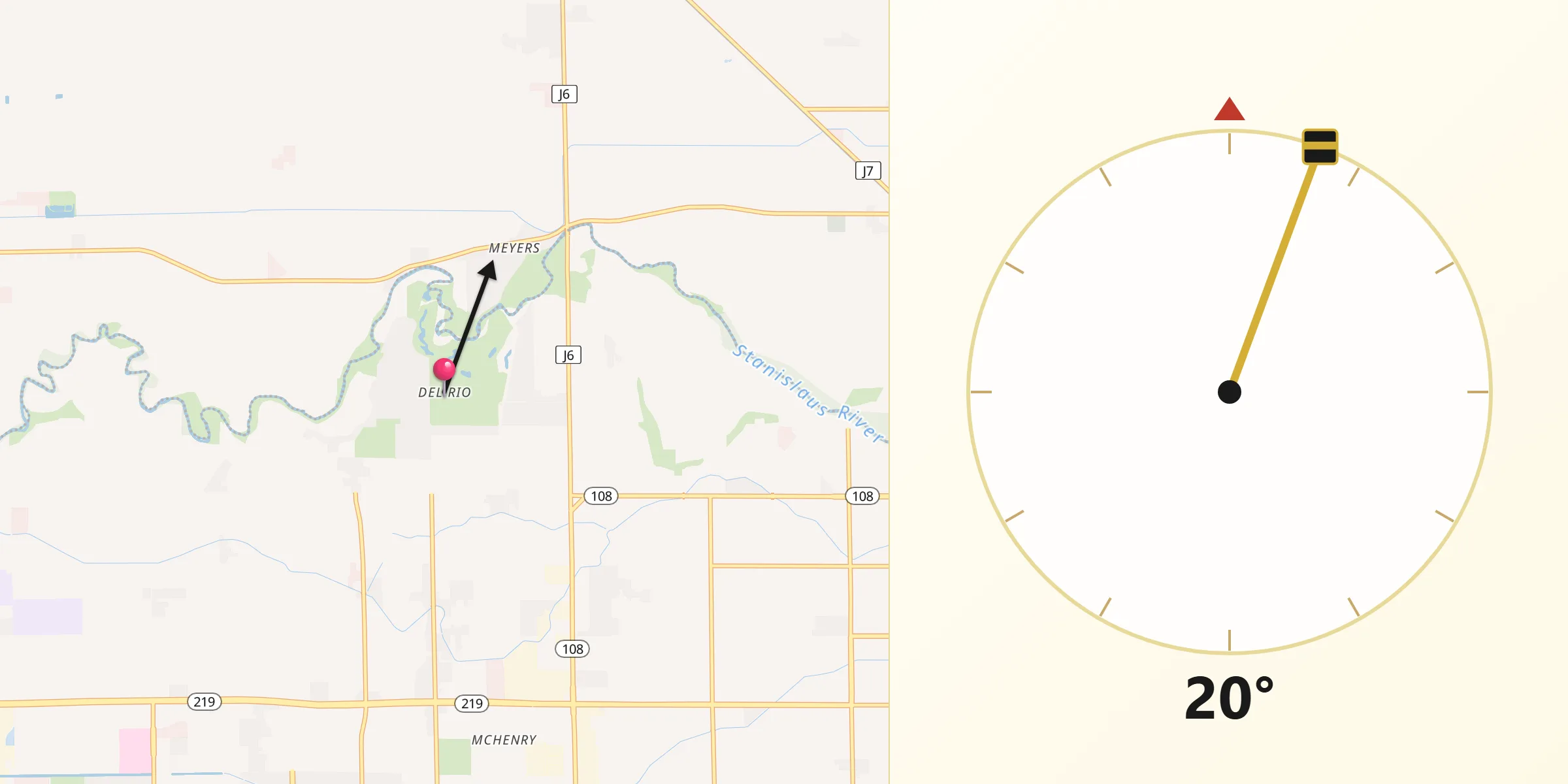 Qibla Direction from Del Rio