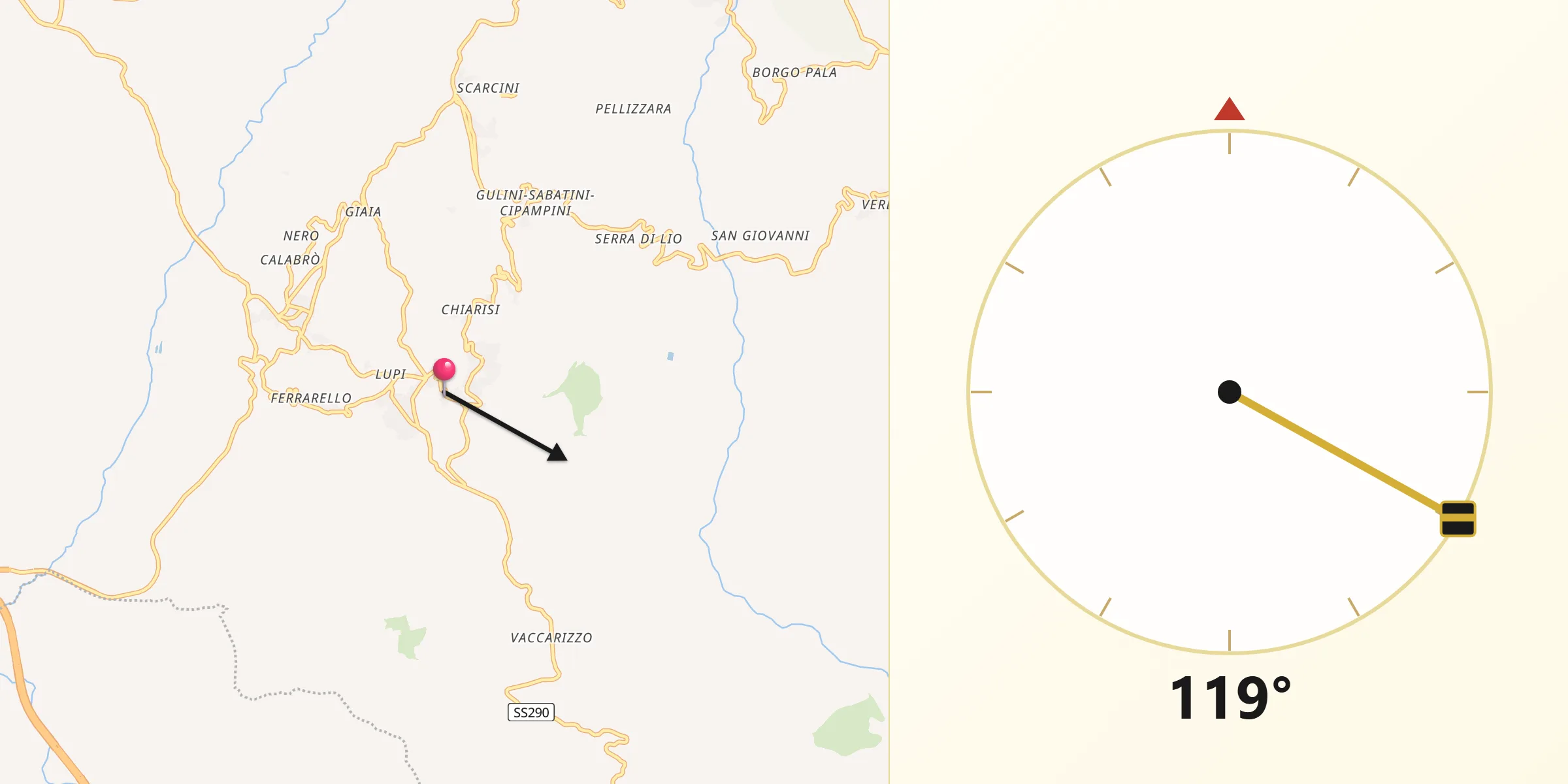 Direzione della Qibla da Bompietro