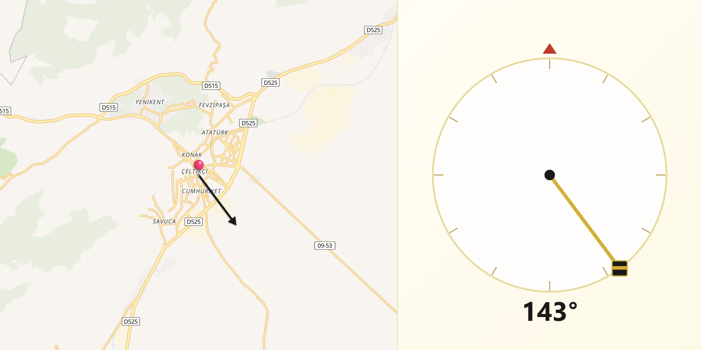 Qibla Direction from Söke
