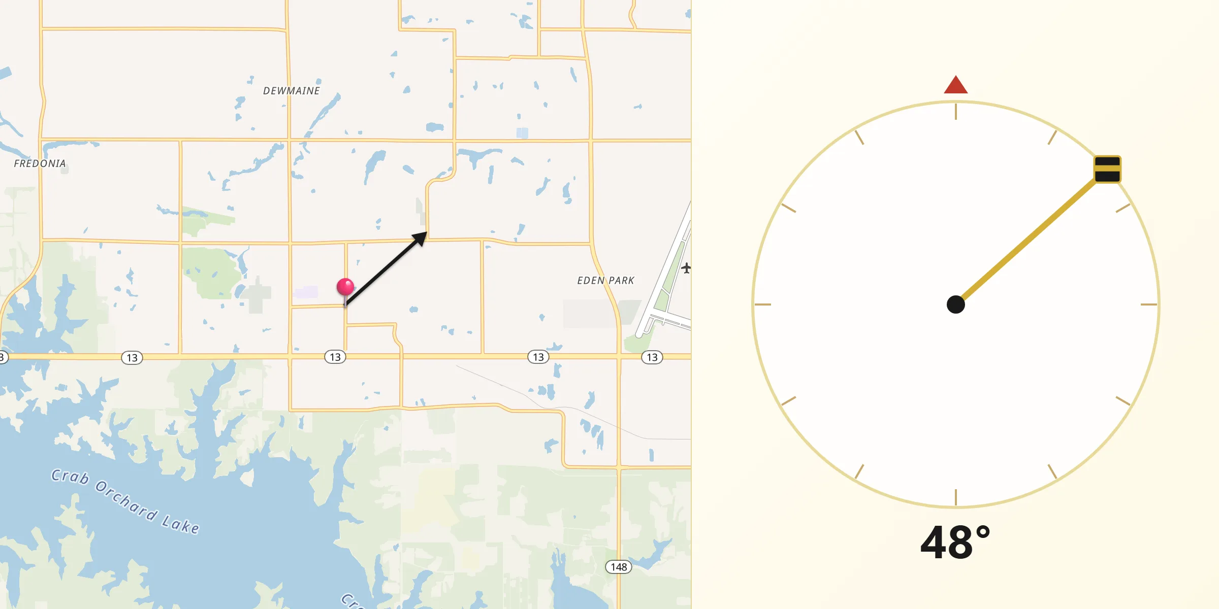 Qibla Direction from Crainville