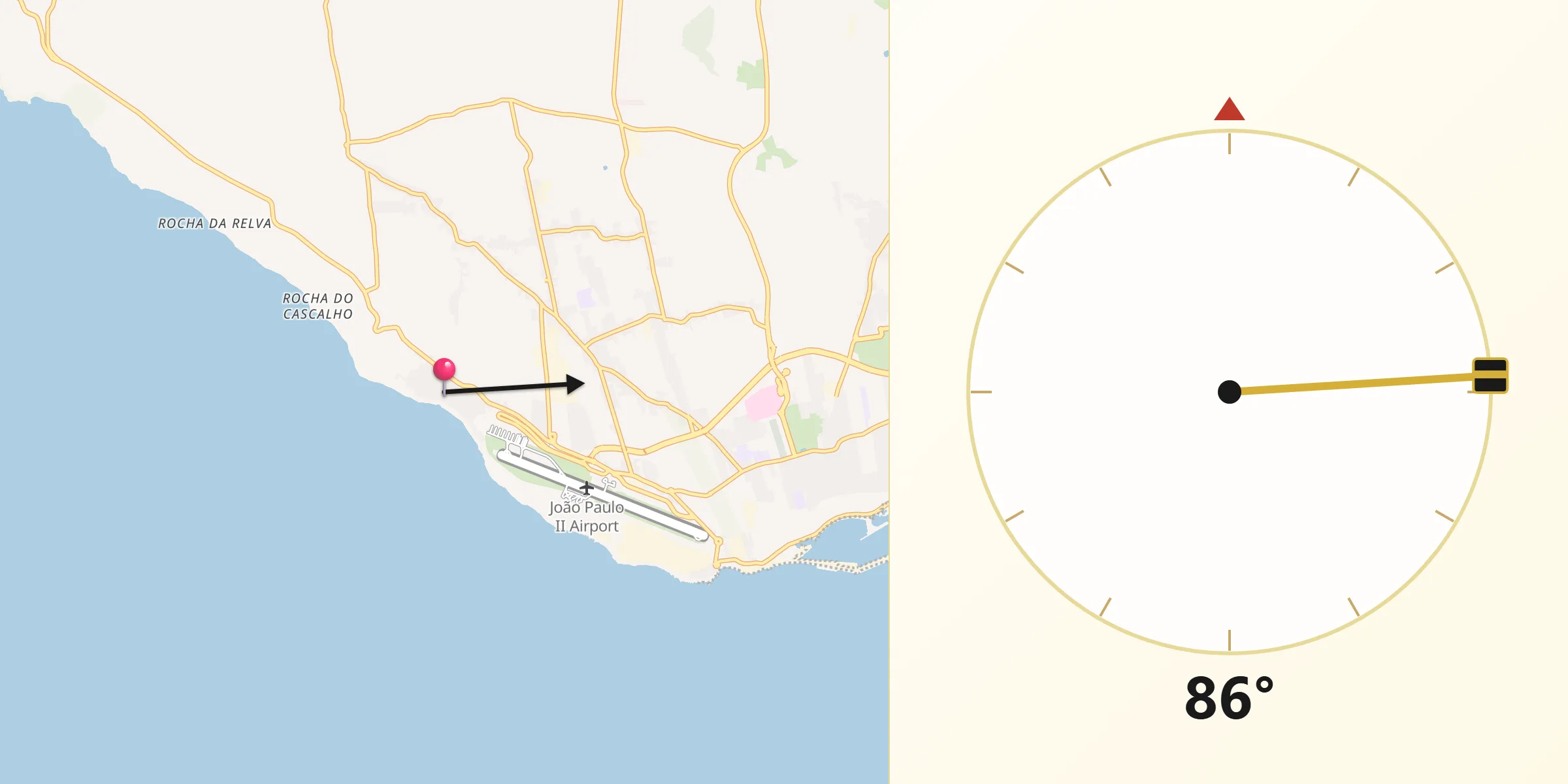 Direção da Qibla a partir de Relva