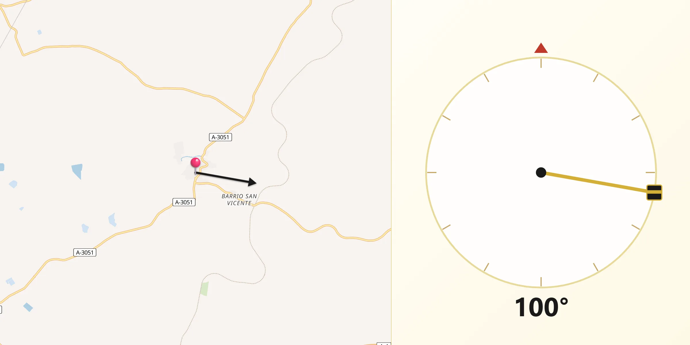 Dirección de la Qibla desde Guadalcázar