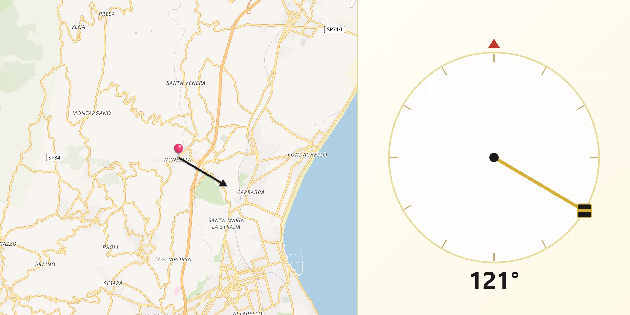 Direzione della Qibla da Nunziata