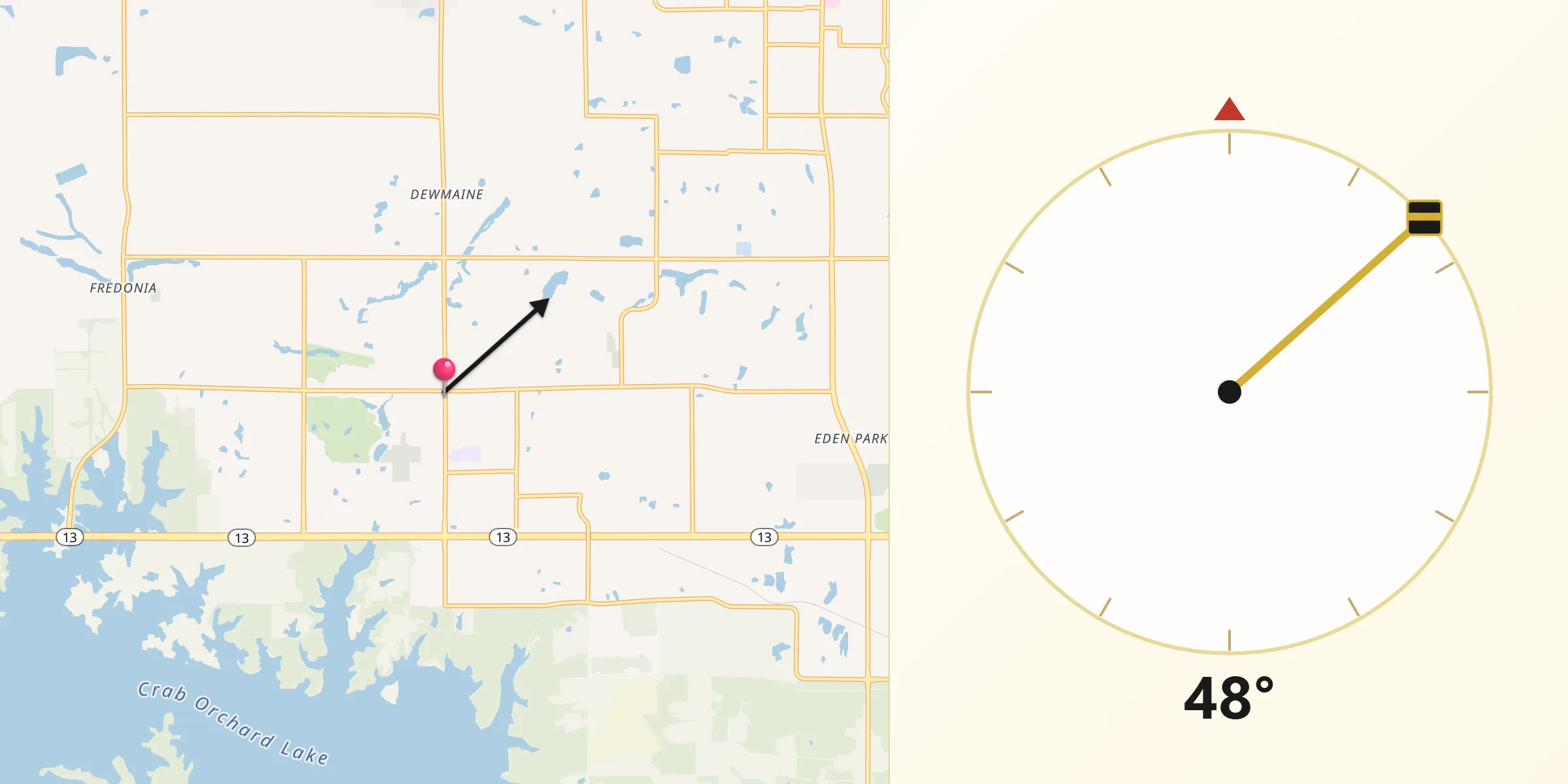 Qibla Direction from Carterville