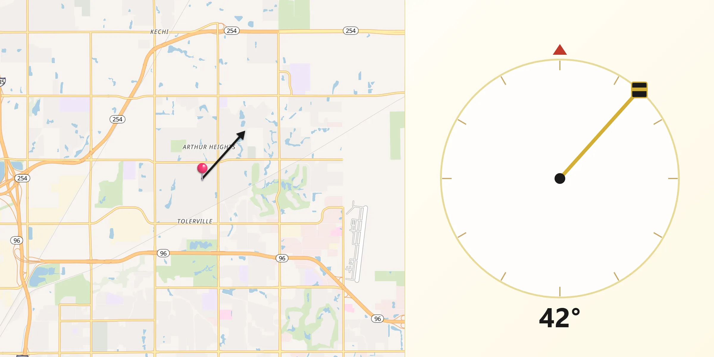 Qibla Direction from Bellaire