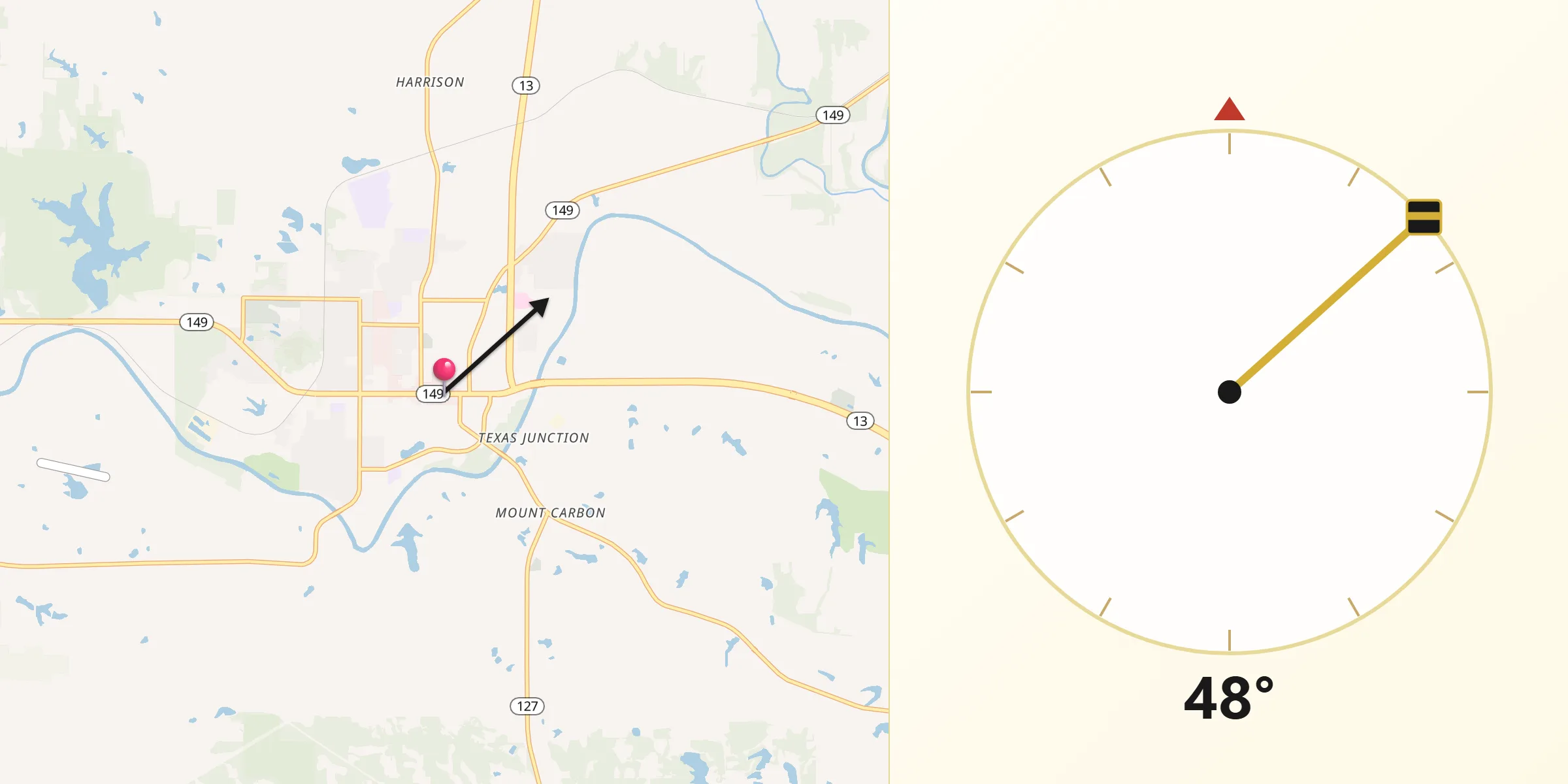 Qibla Direction from Murphysboro