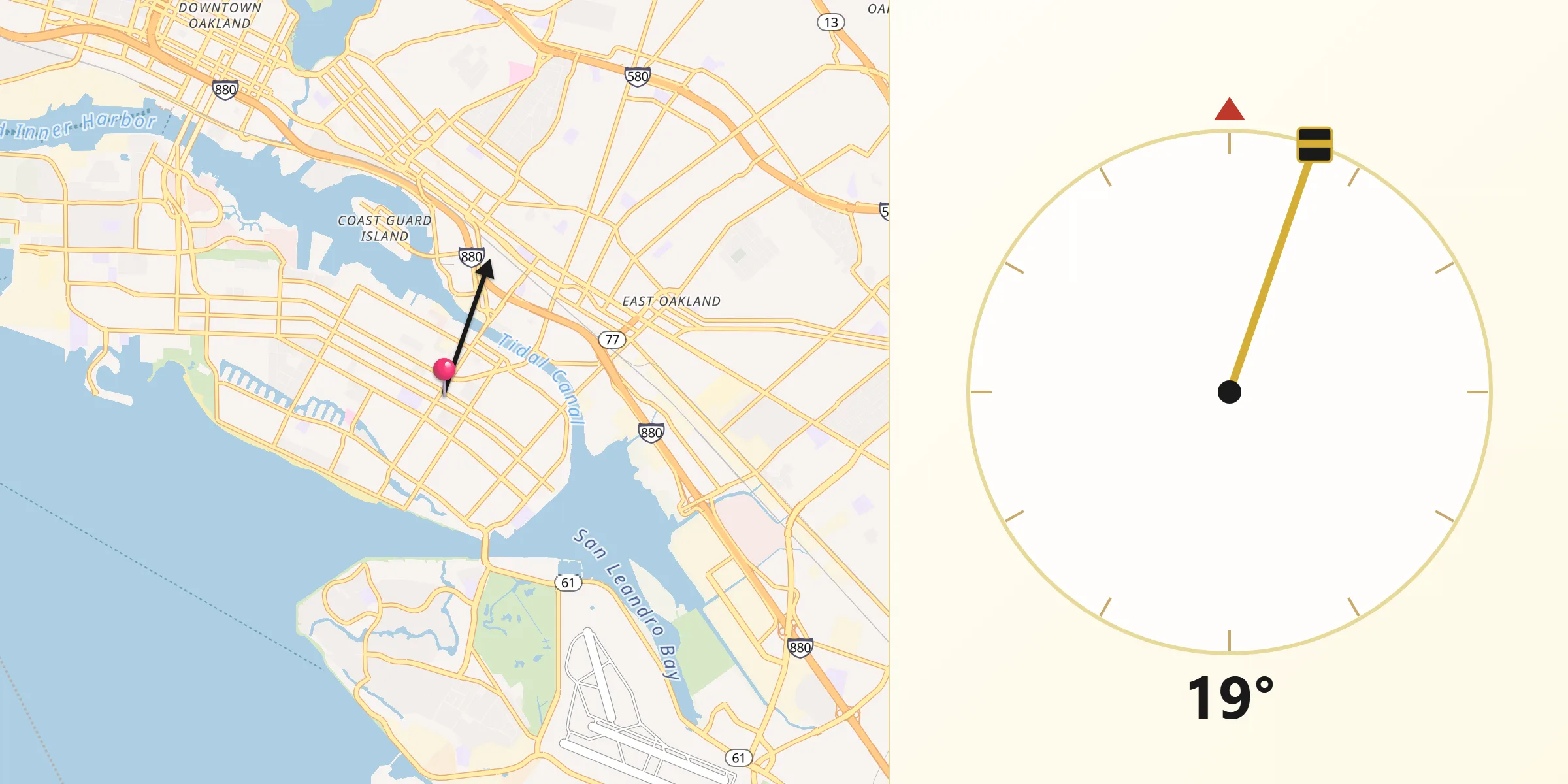 Qibla Direction from Alameda