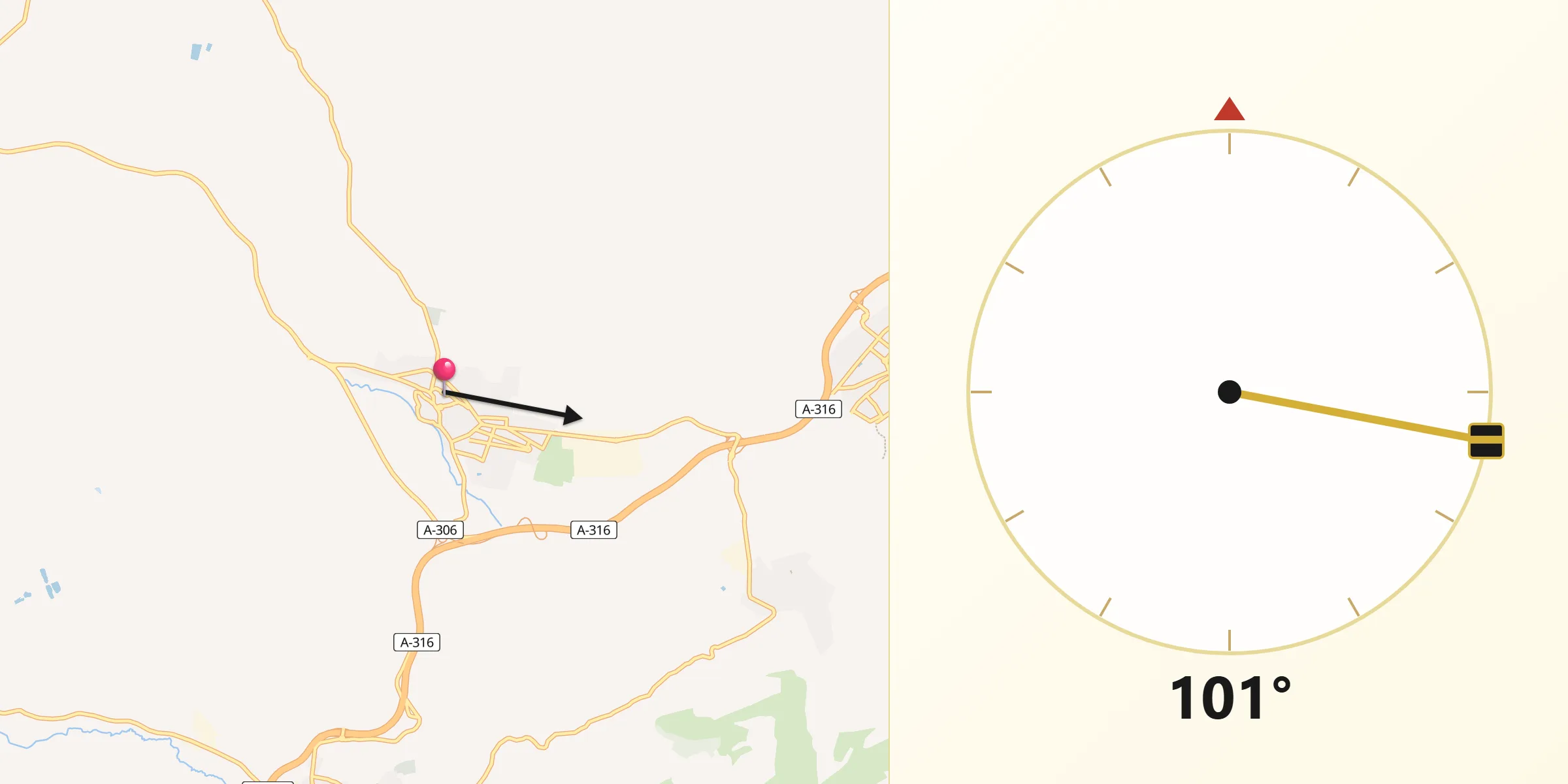Dirección de la Qibla desde Torredonjimeno
