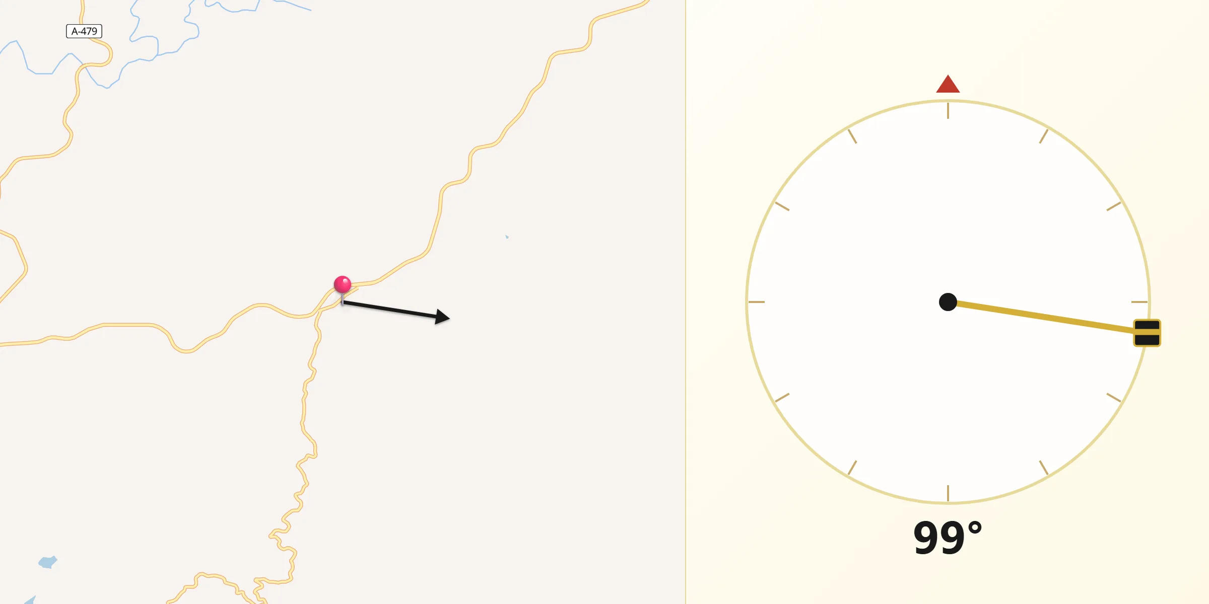 Dirección de la Qibla desde La Granada de Río-Tinto