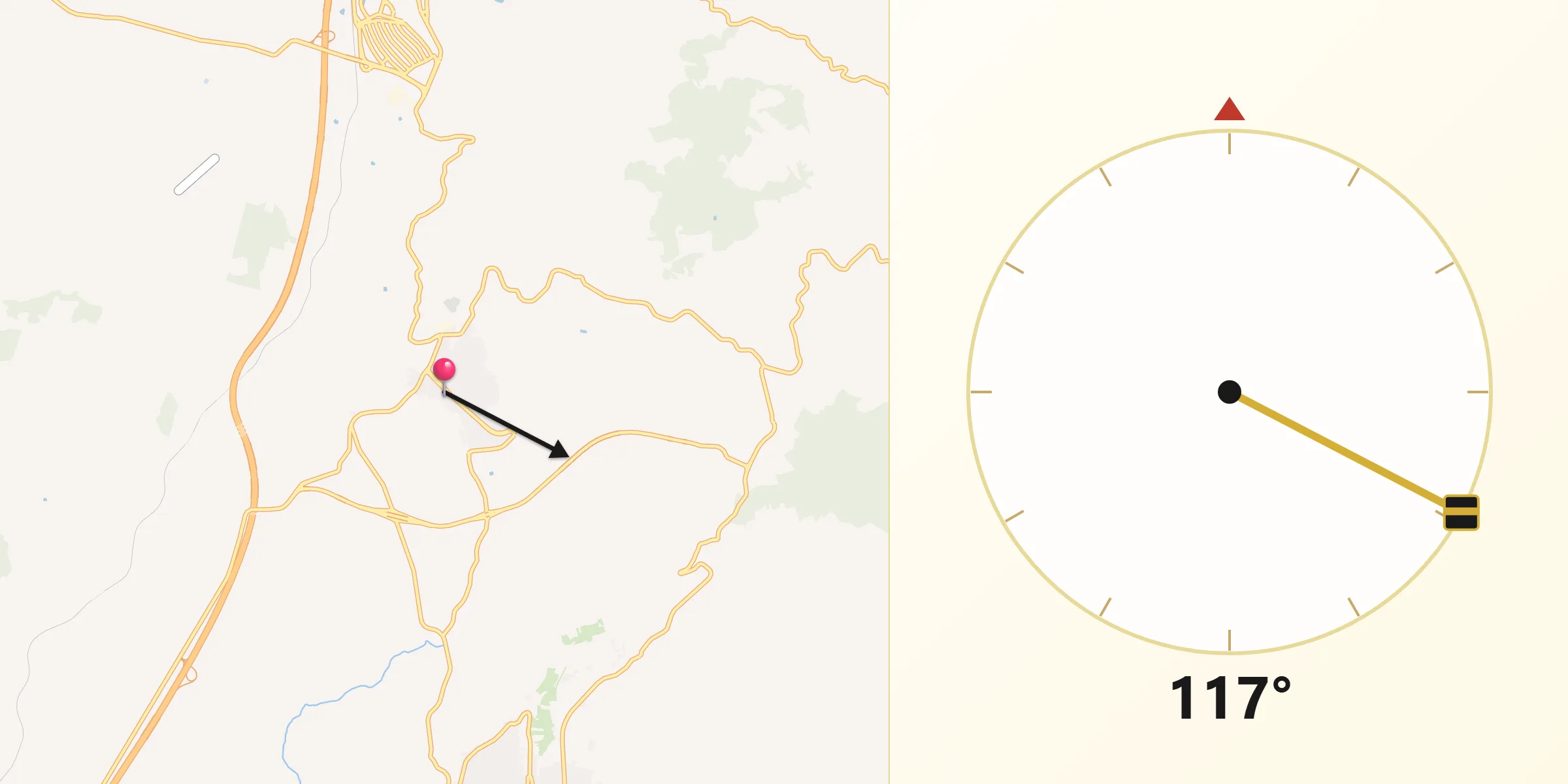 Direzione della Qibla da Santa Ninfa