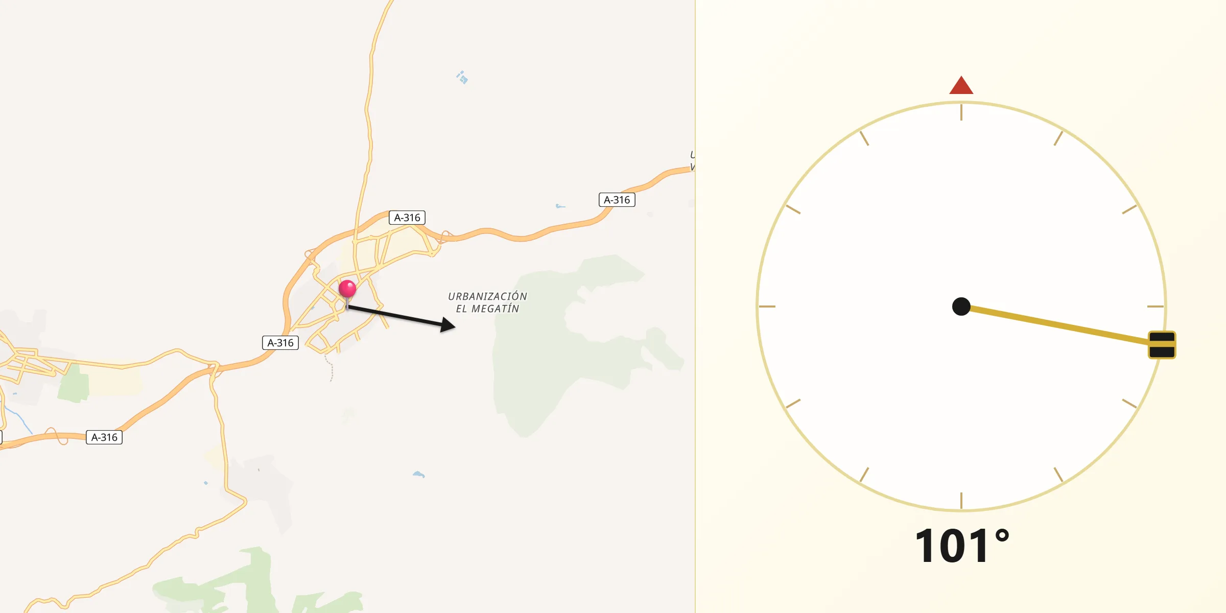 Dirección de la Qibla desde Torre del Campo