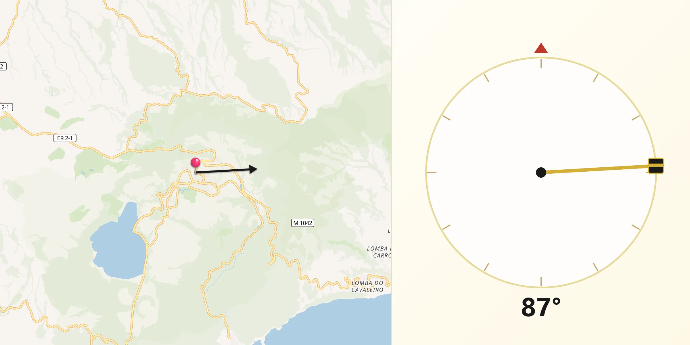 Direção da Qibla a partir de Furnas