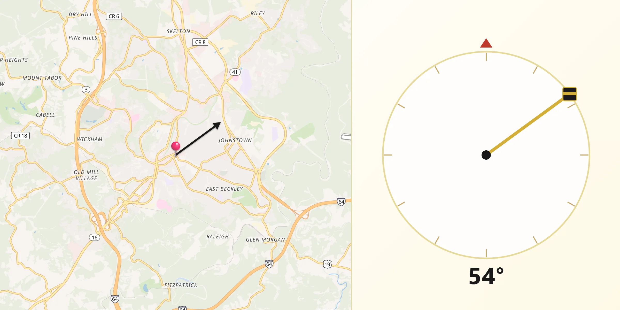 Qibla Direction from Beckley