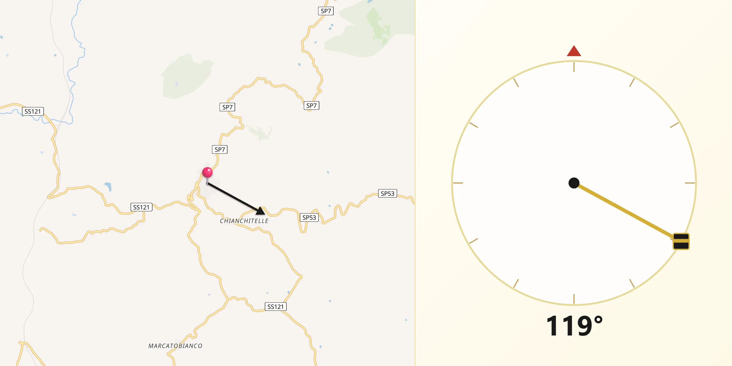 Direzione della Qibla da Alia