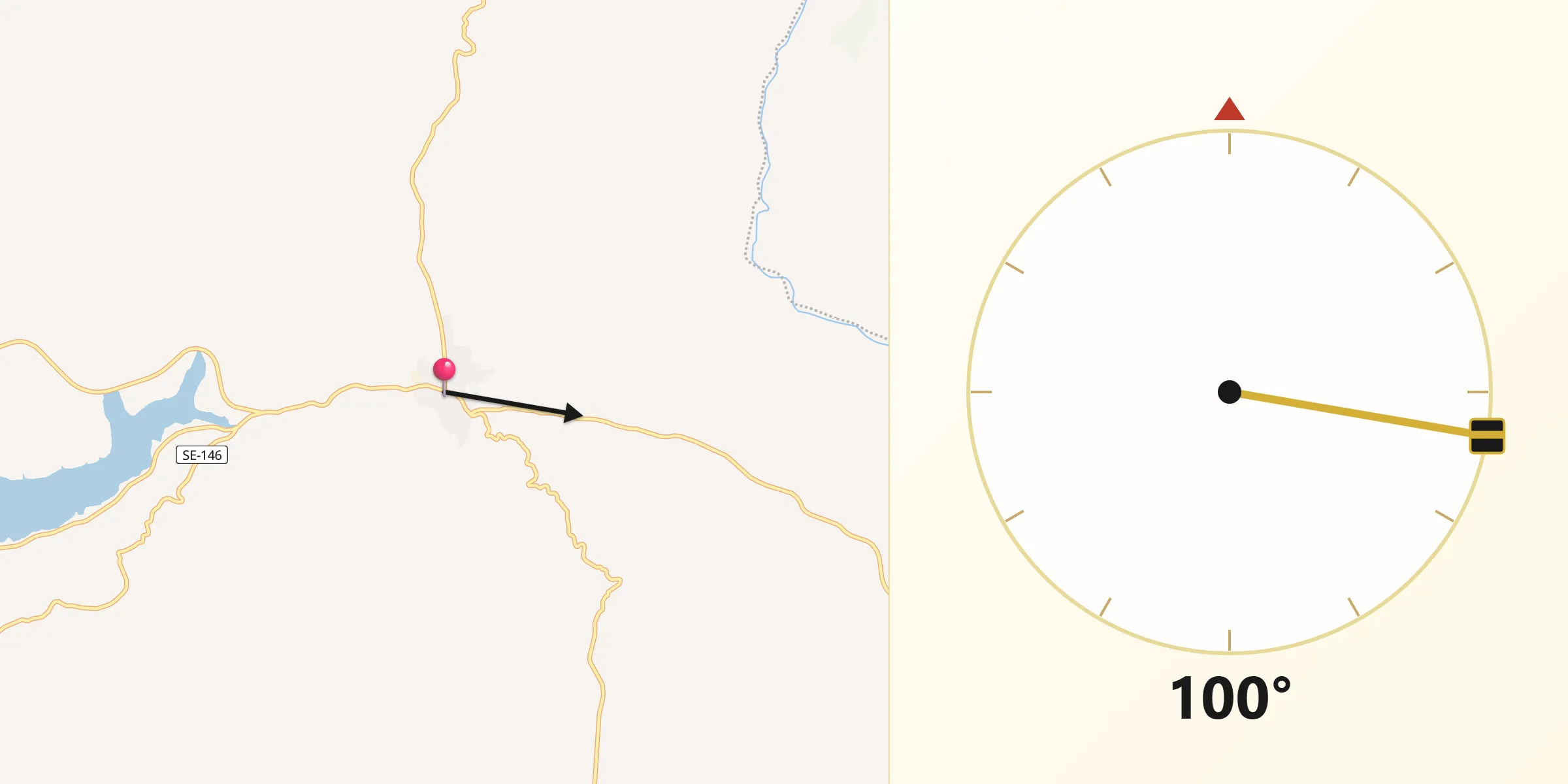 Dirección de la Qibla desde La Puebla de los Infantes