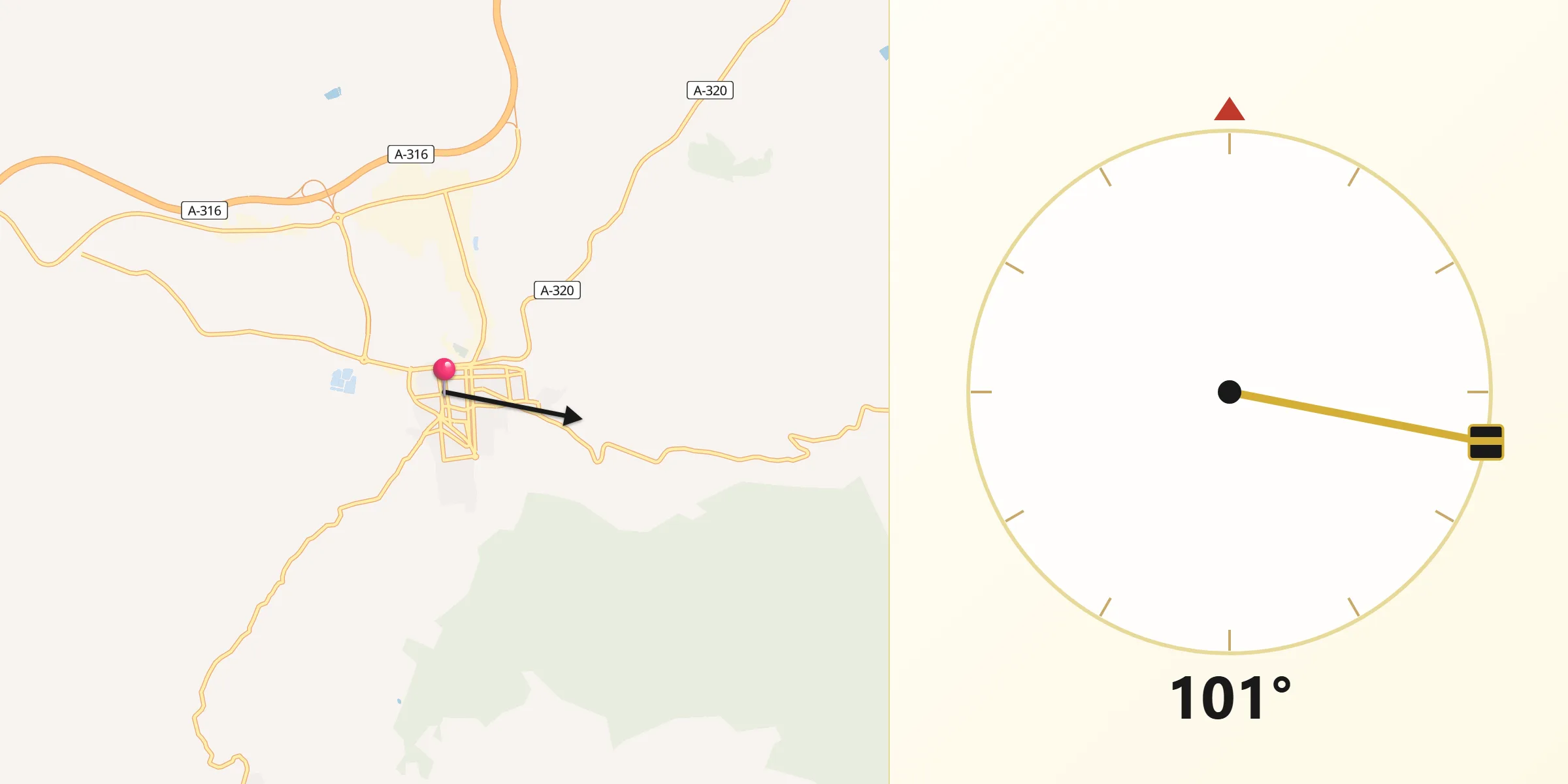 Dirección de la Qibla desde Mancha Real
