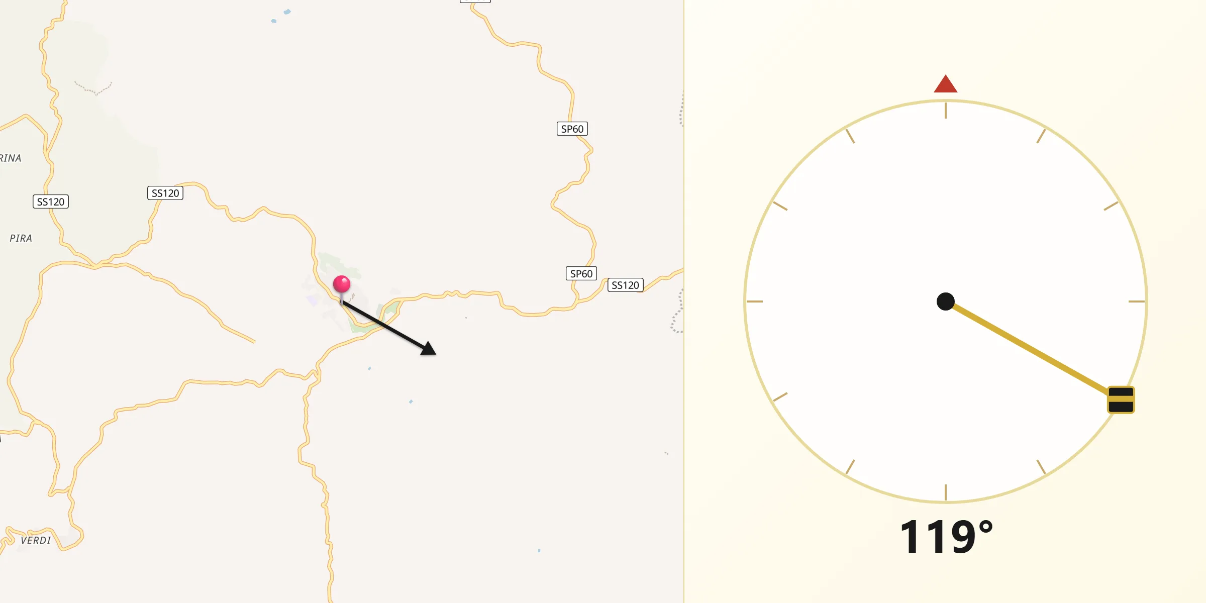Direzione della Qibla da Gangi