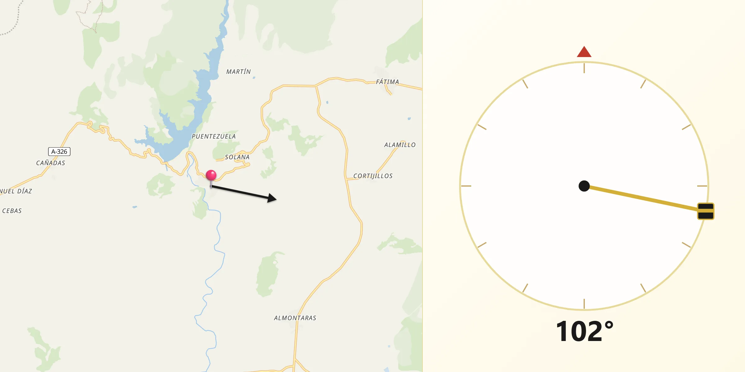 Dirección de la Qibla desde Castril