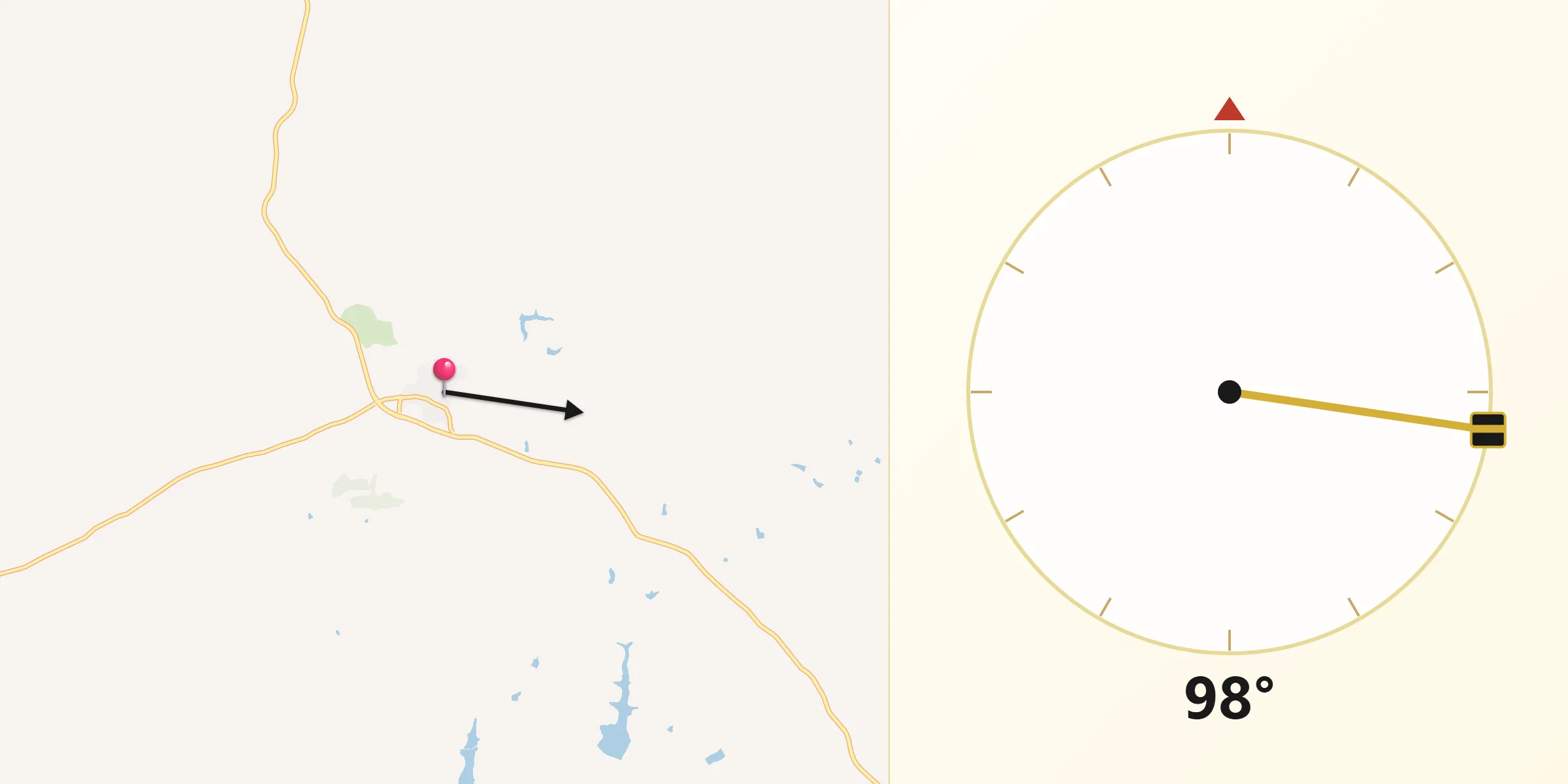 Dirección de la Qibla desde Santa Bárbara de Casa