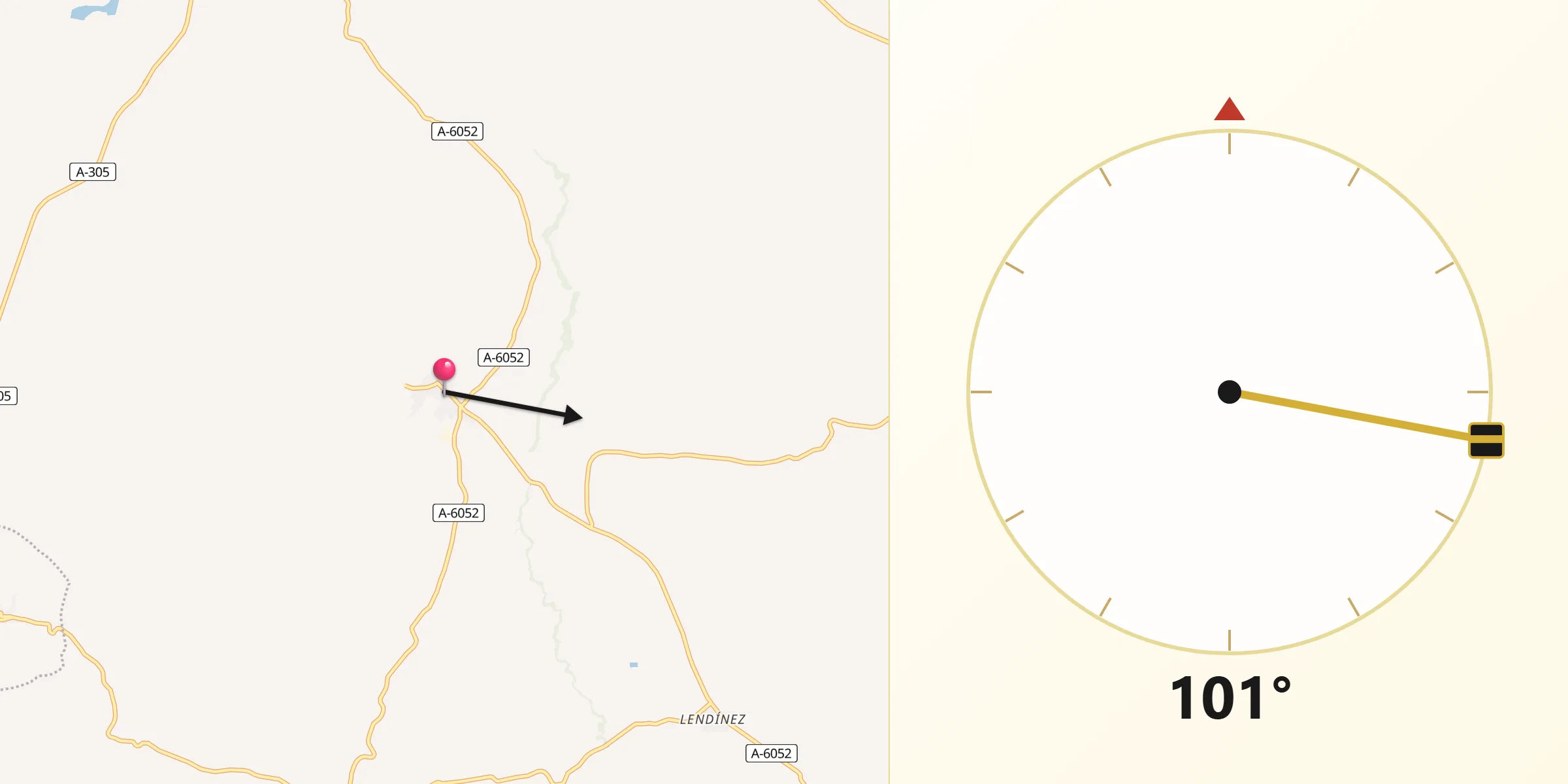 Dirección de la Qibla desde Higuera de Calatrava