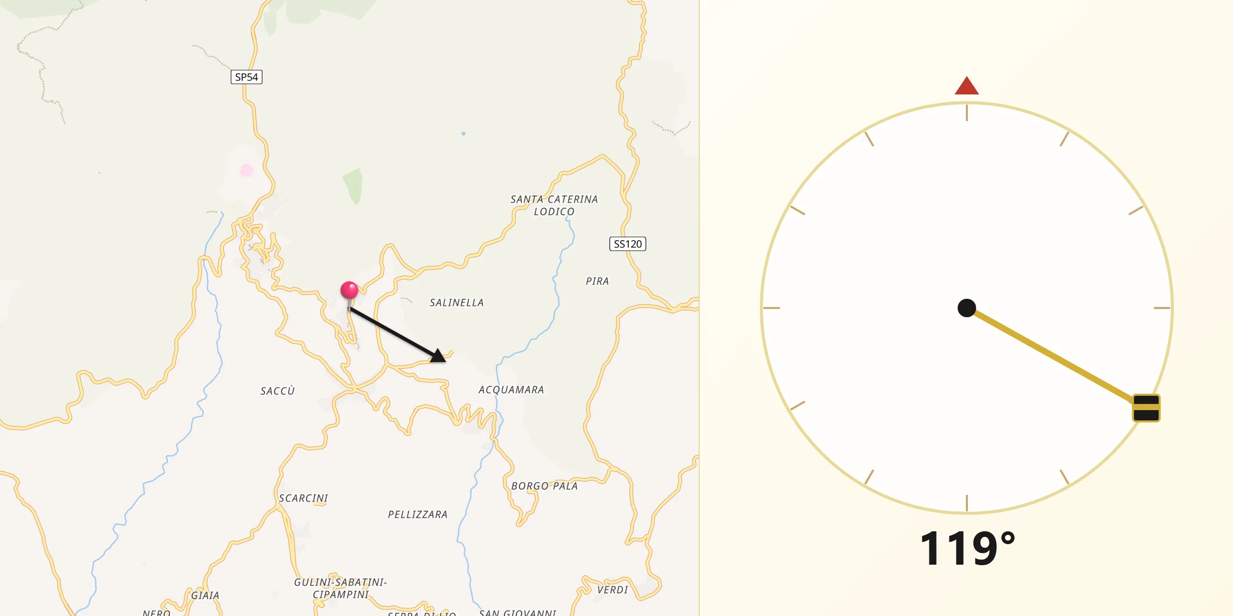 Direzione della Qibla da Petralia Soprana
