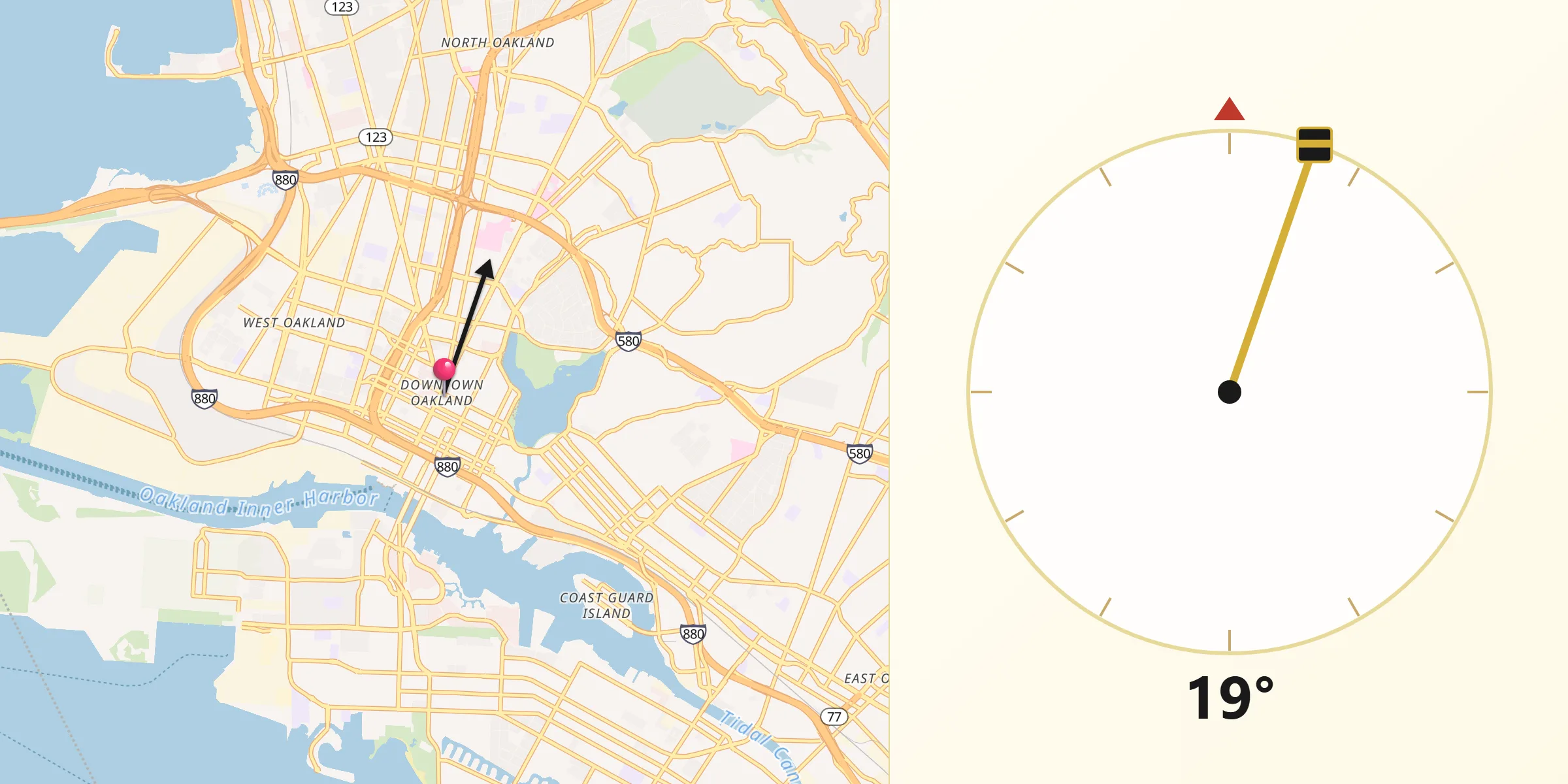 Kierunek Qibla z Oakland