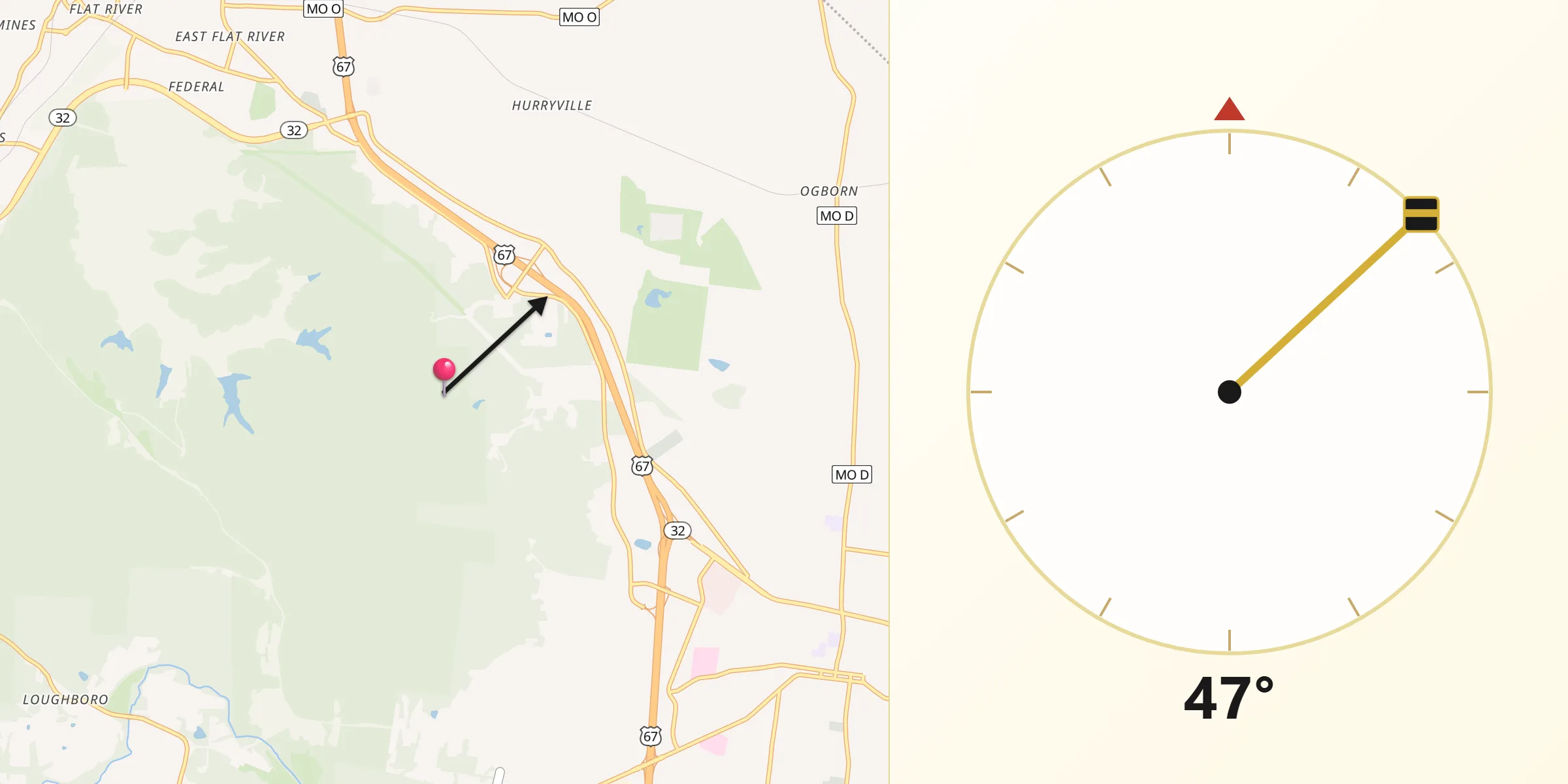 Qibla Direction from Saint Francois