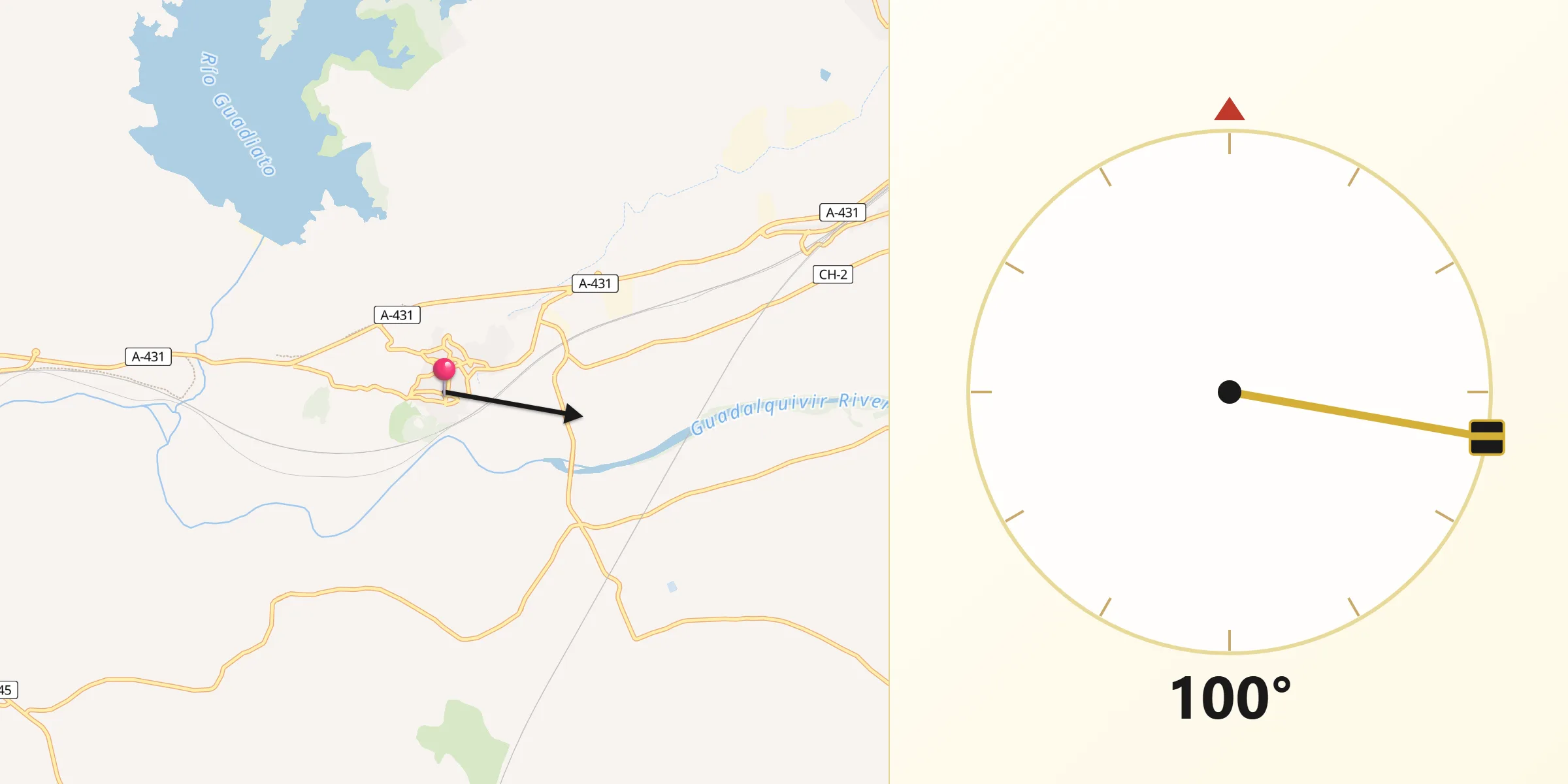 Dirección de la Qibla desde Almodóvar del Río