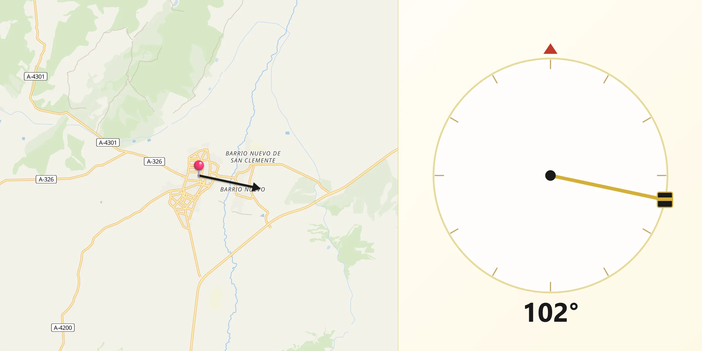 Dirección de la Qibla desde Huéscar